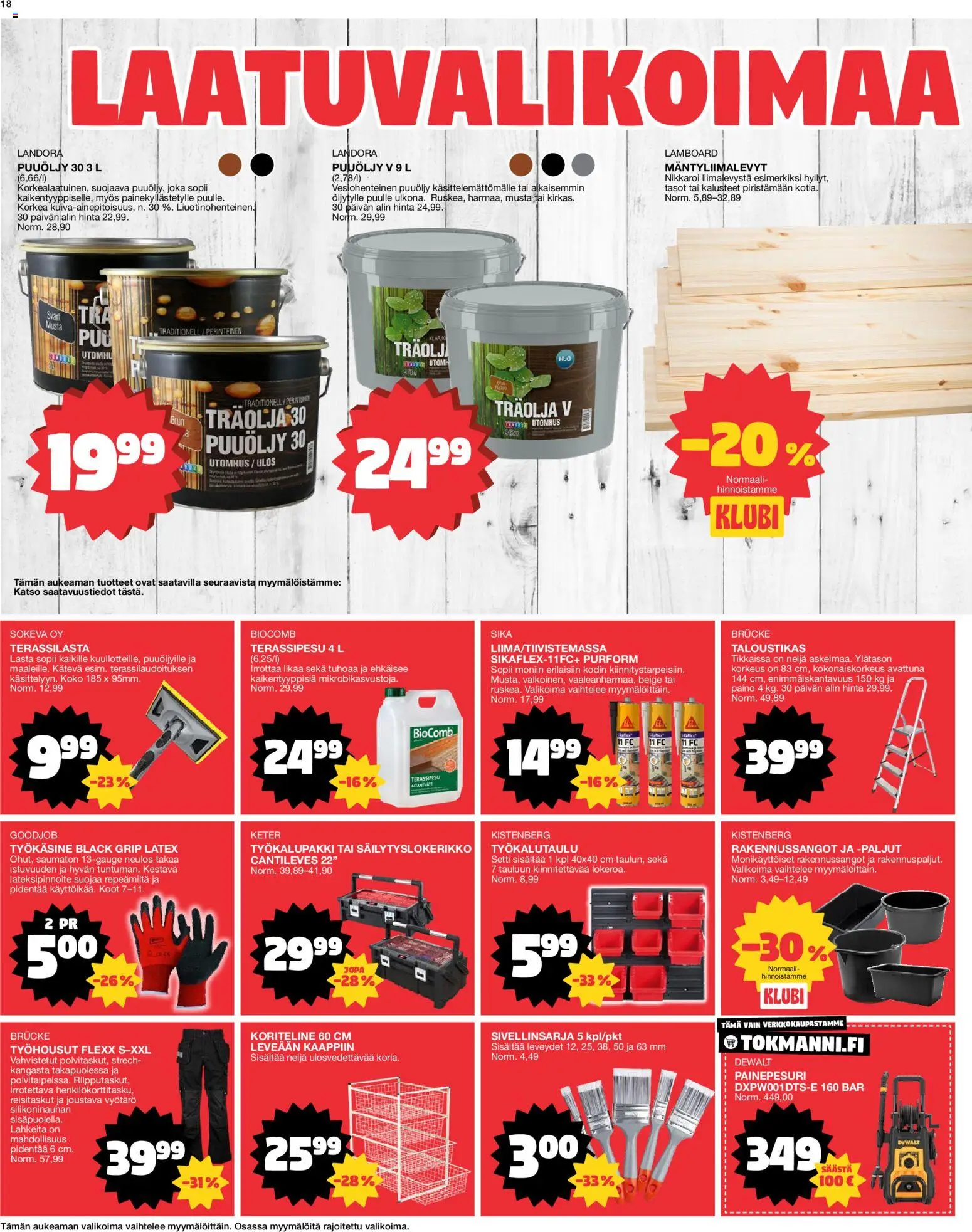 Tokmanni tarjoukset – voimassa 25.05.2026 alkaen | Sivu: 18 | Tuotteet: Painepesuri, Työkalupakki