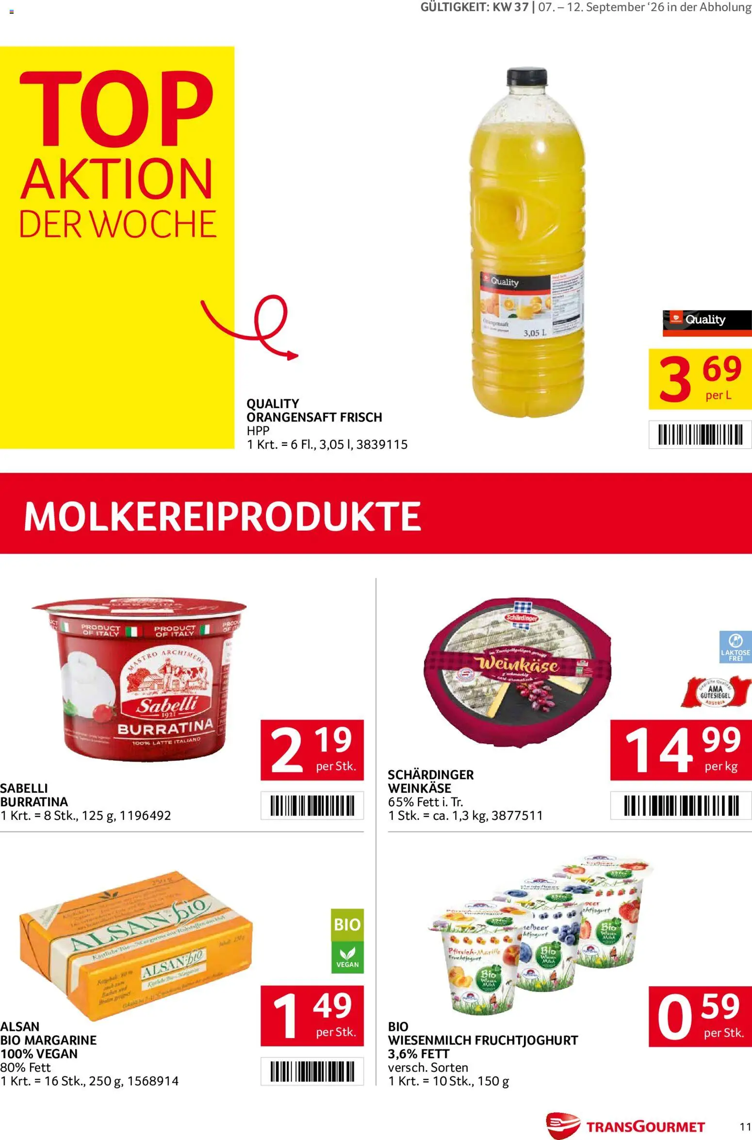 Transgourmet Flugblatt gültig ab 07.09.2026 | Seite: 11 | Produkte: Pfirsich