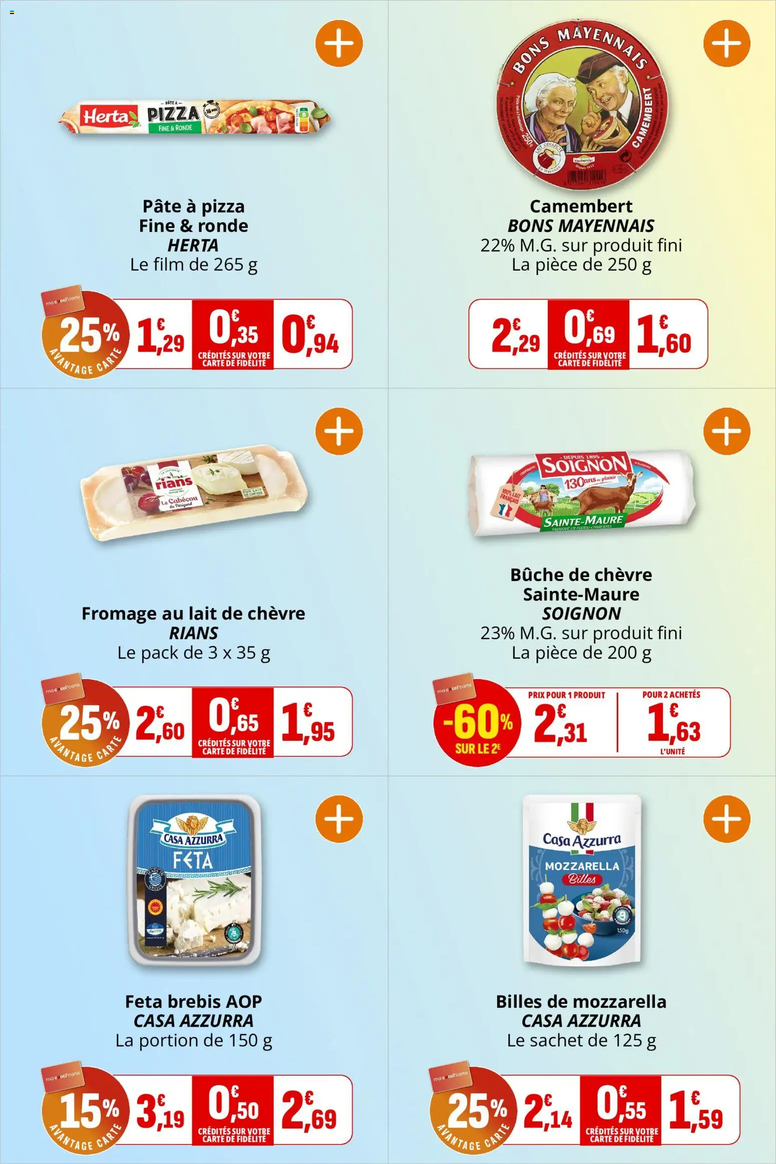 {H1} | Page: 10 | Produits: Poids, Mozzarella, Pâte à pizza, Camembert