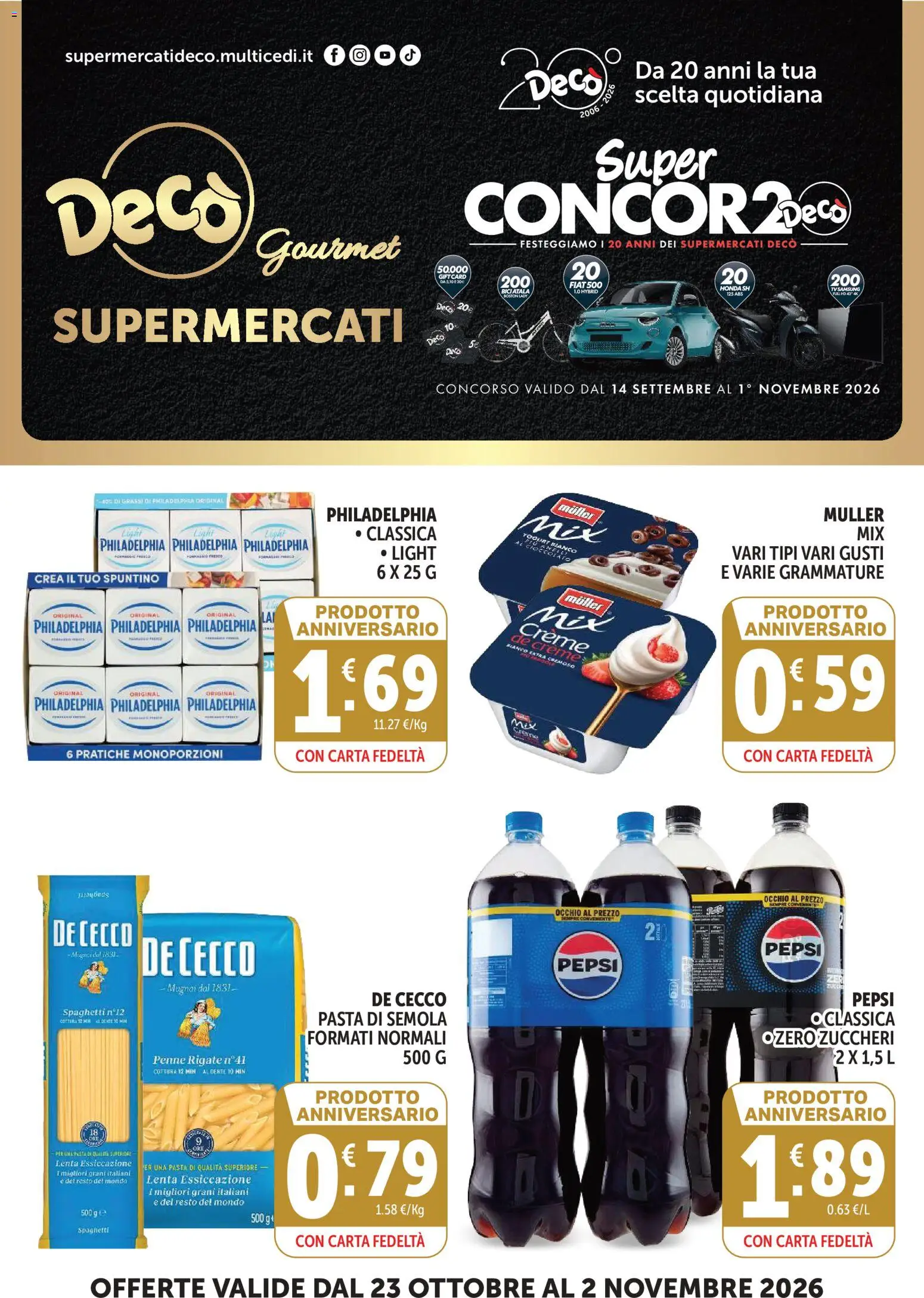 Volantino Decò del 23/10/2026 | Pagina: 1 | Prodotti: Yogurt, Cioccolato, De Cecco, Semola