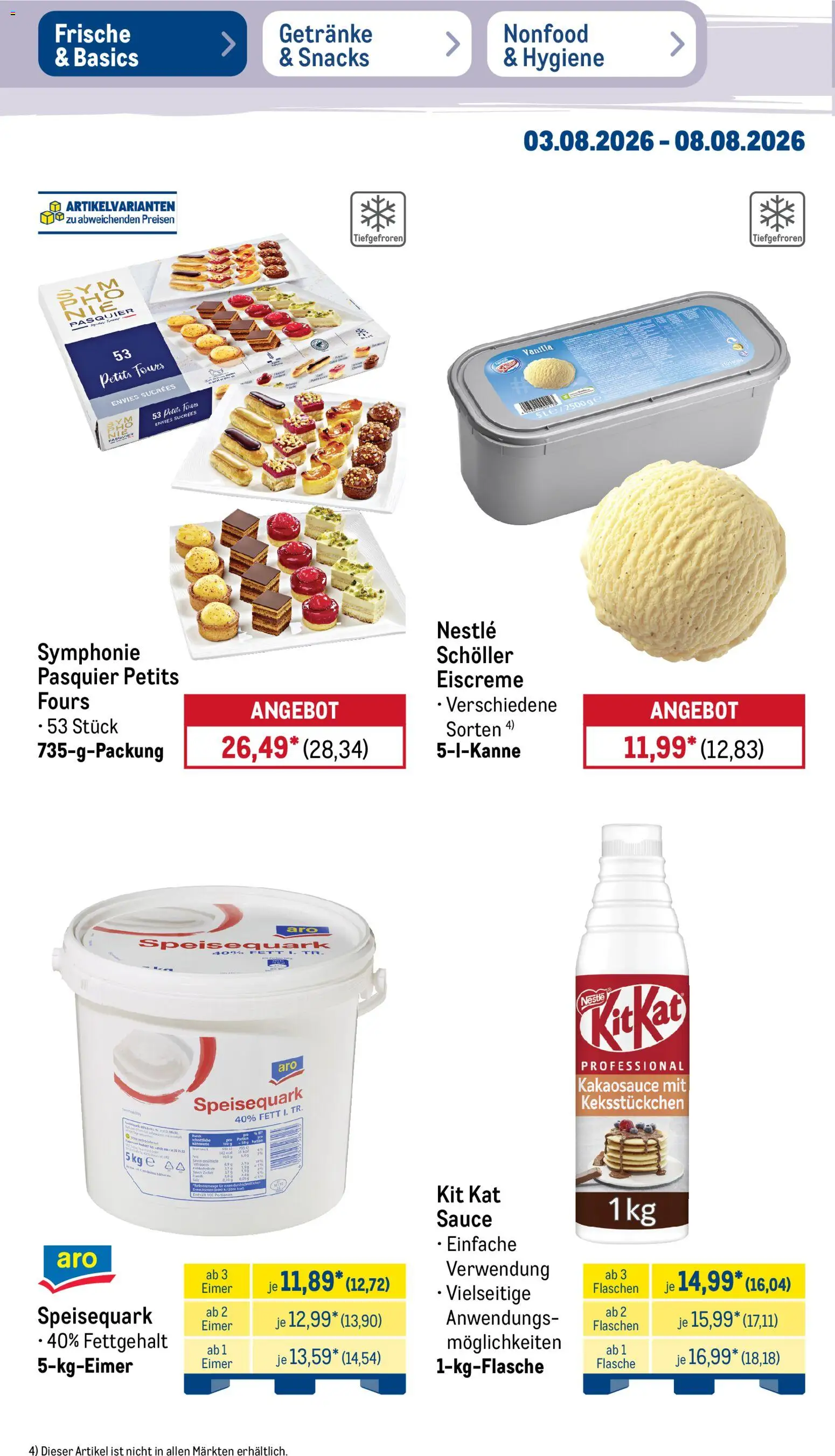 Metro Non Food & Hygiene – gültig ab 03.08.2026 | Seite: 49 | Produkte: Eiscreme, Zucker, Speisequark