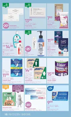 Pogląd oferty "Super-pharm gazetka" - ważna od 19.09.2026 | Strona: 16 | Produkty: Chusteczki, Papier toaletowy, Pieluchomajtki, Ręcznik kuchenny