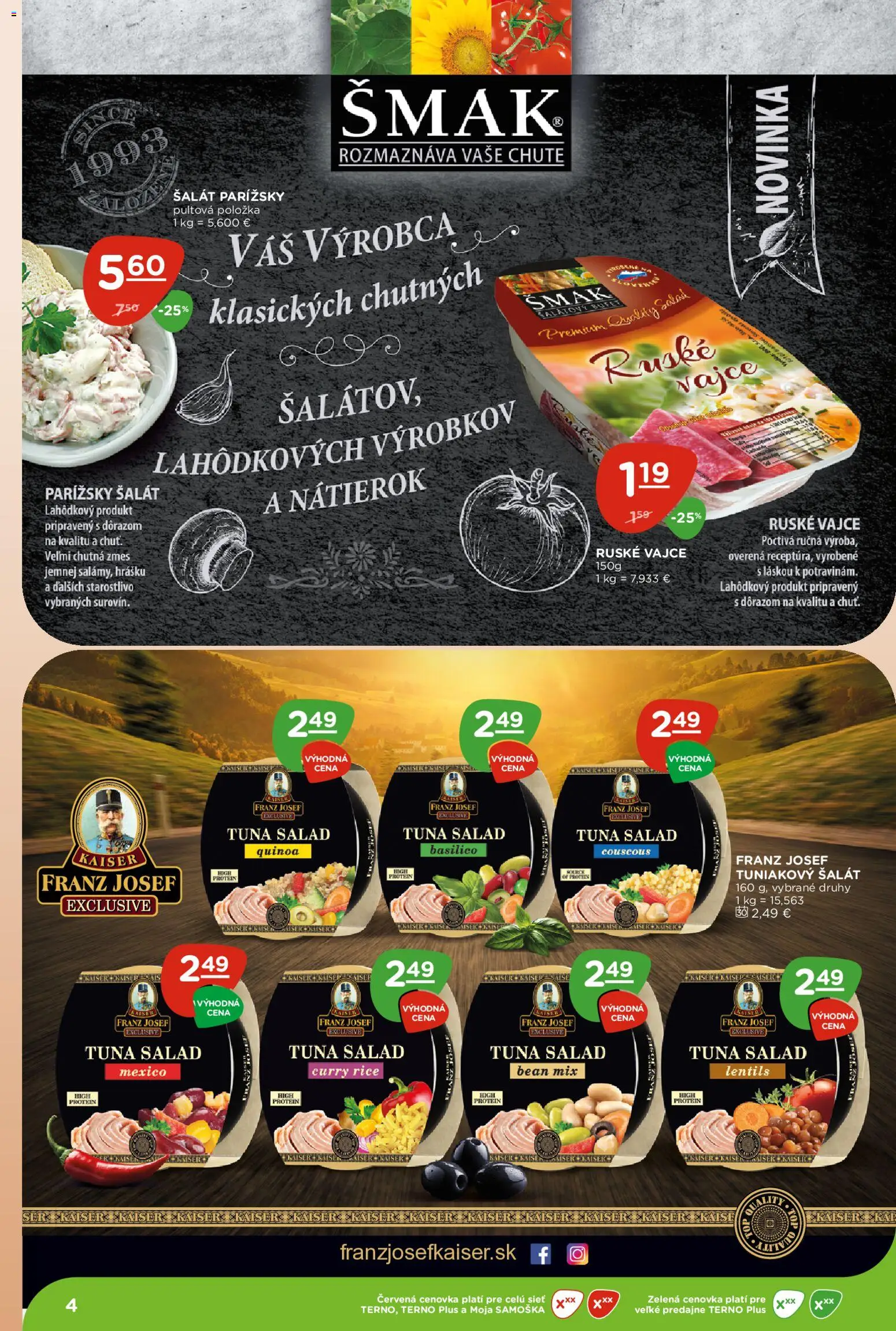 Nové Terno akcie – leták je platný od 24.09.2026 | Strana: 4 | Produkty: Protein, Šalát, Quinoa, Tuniakový šalát