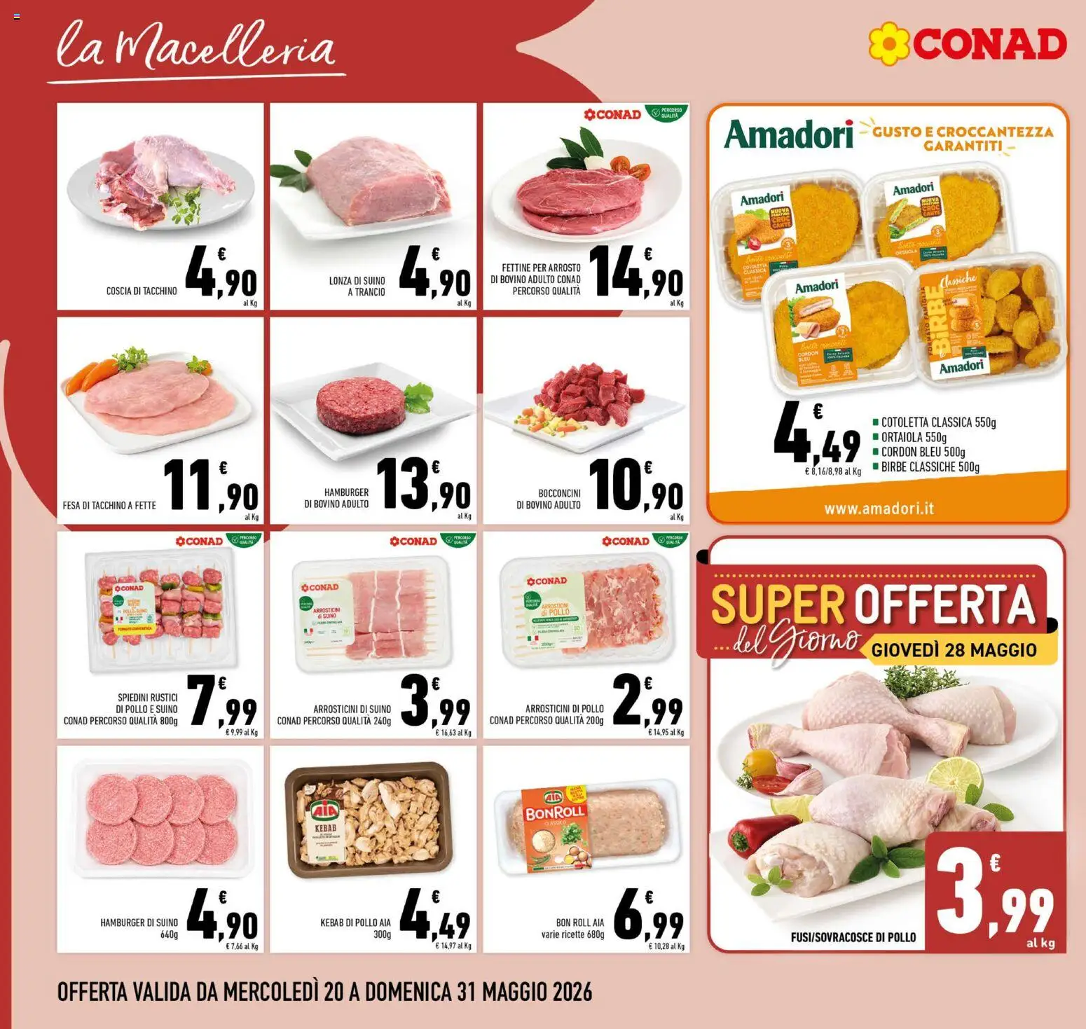 Volantino Conad del 20.05.2026 | Pagina: 6 | Prodotti: Suino, Hamburger, Spiedini, Arrosticini