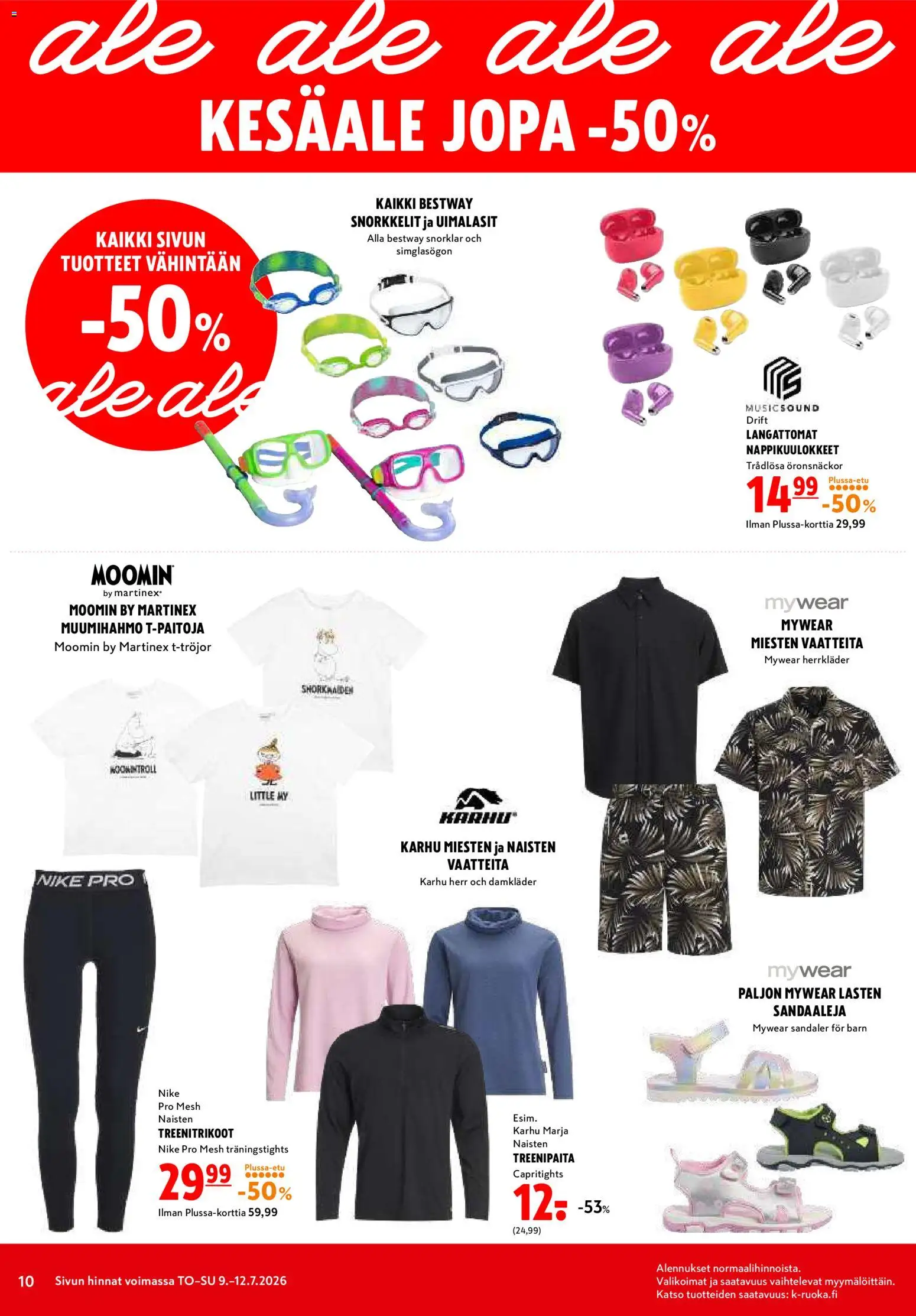 K-Citymarket tarjoukset – voimassa 09/07/2026 alkaen | Sivu: 10 | Tuotteet: Uimalasit, Snorkkelit