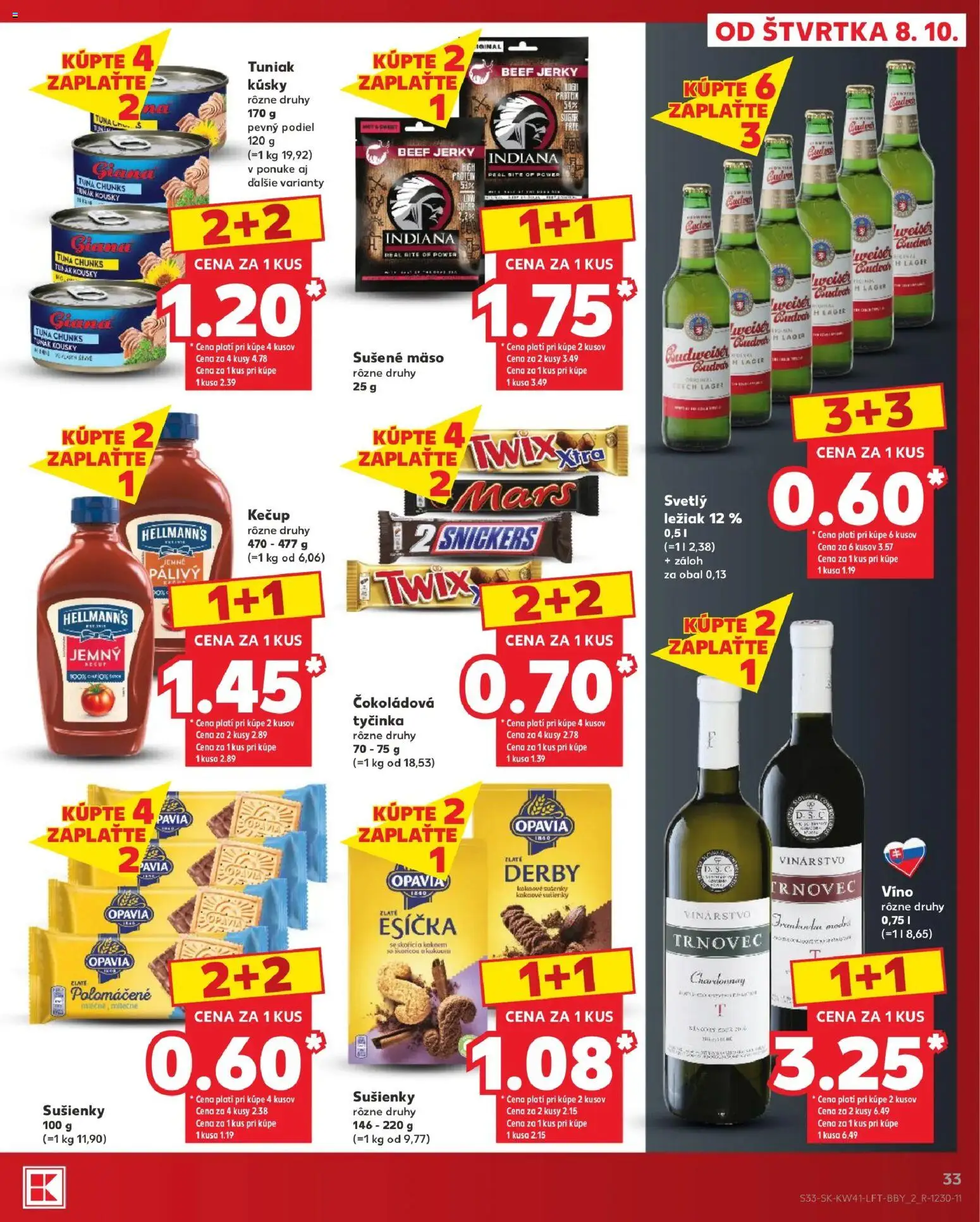 Kaufland SK akciós ujság - amely érvényes a következő dátumtól: 2026.10.08. | Oldal: 33 | Termékek: Hellmann’s, Mars, Twix, Snickers