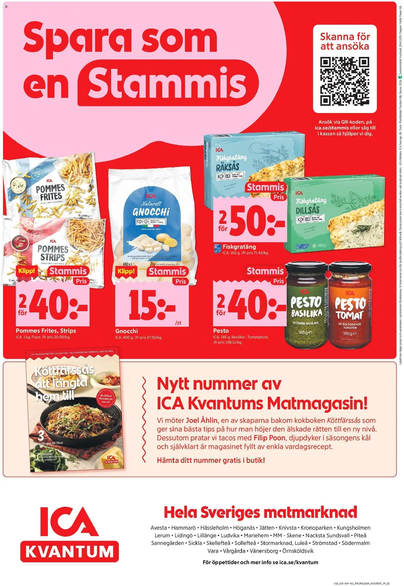 ICA Kvantum reklamblad aktuell från 10/08/2026 | Sida: 12 | Produkter: Såg, Papper, Gnocchi, Pesto