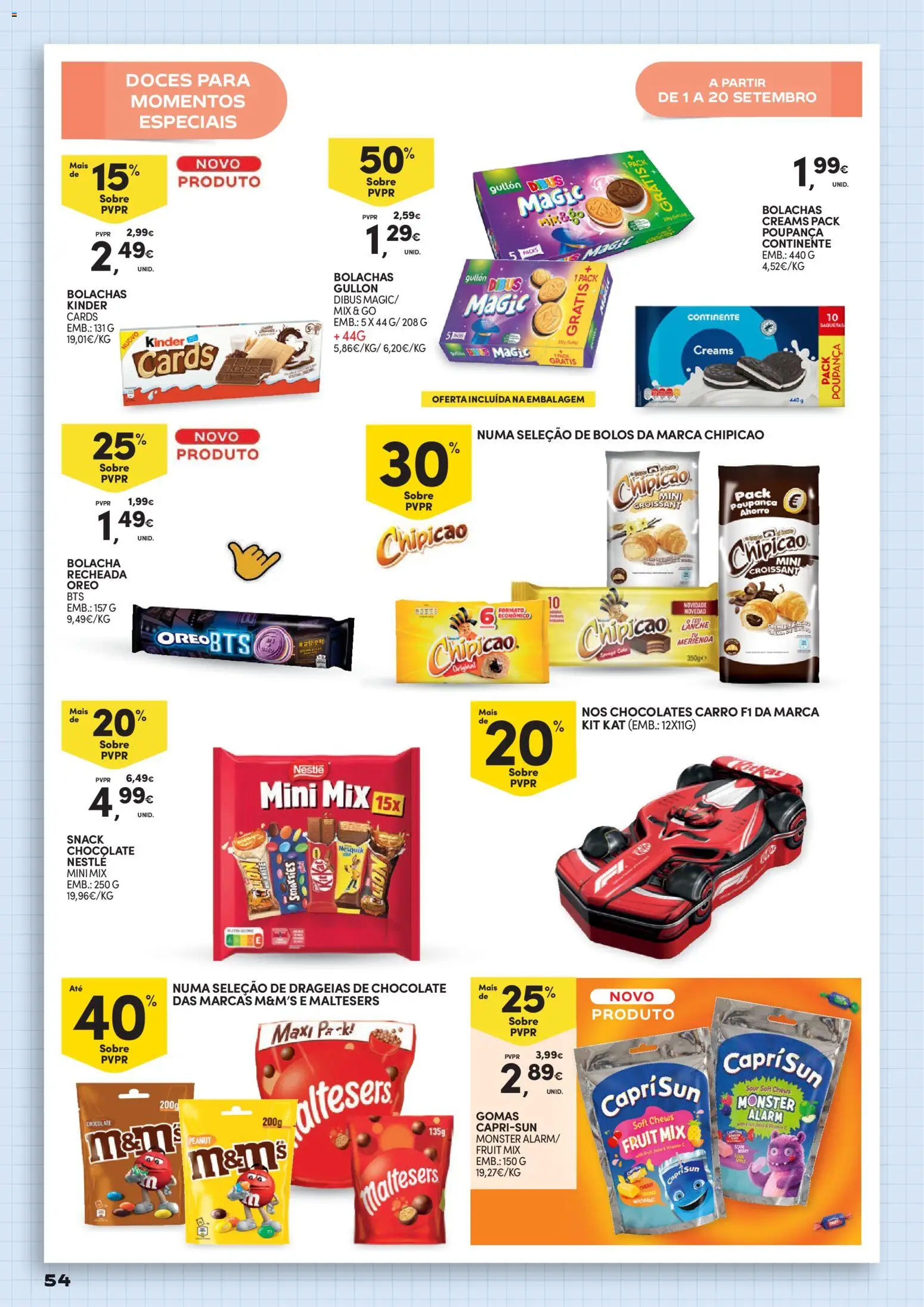 Continente Regresso às Aulas Na escola de toda a gente │ válido de 11/08/2026 | Página: 54 | Produtos: Chocolates, Nestlé, Saquetas, Chocolate