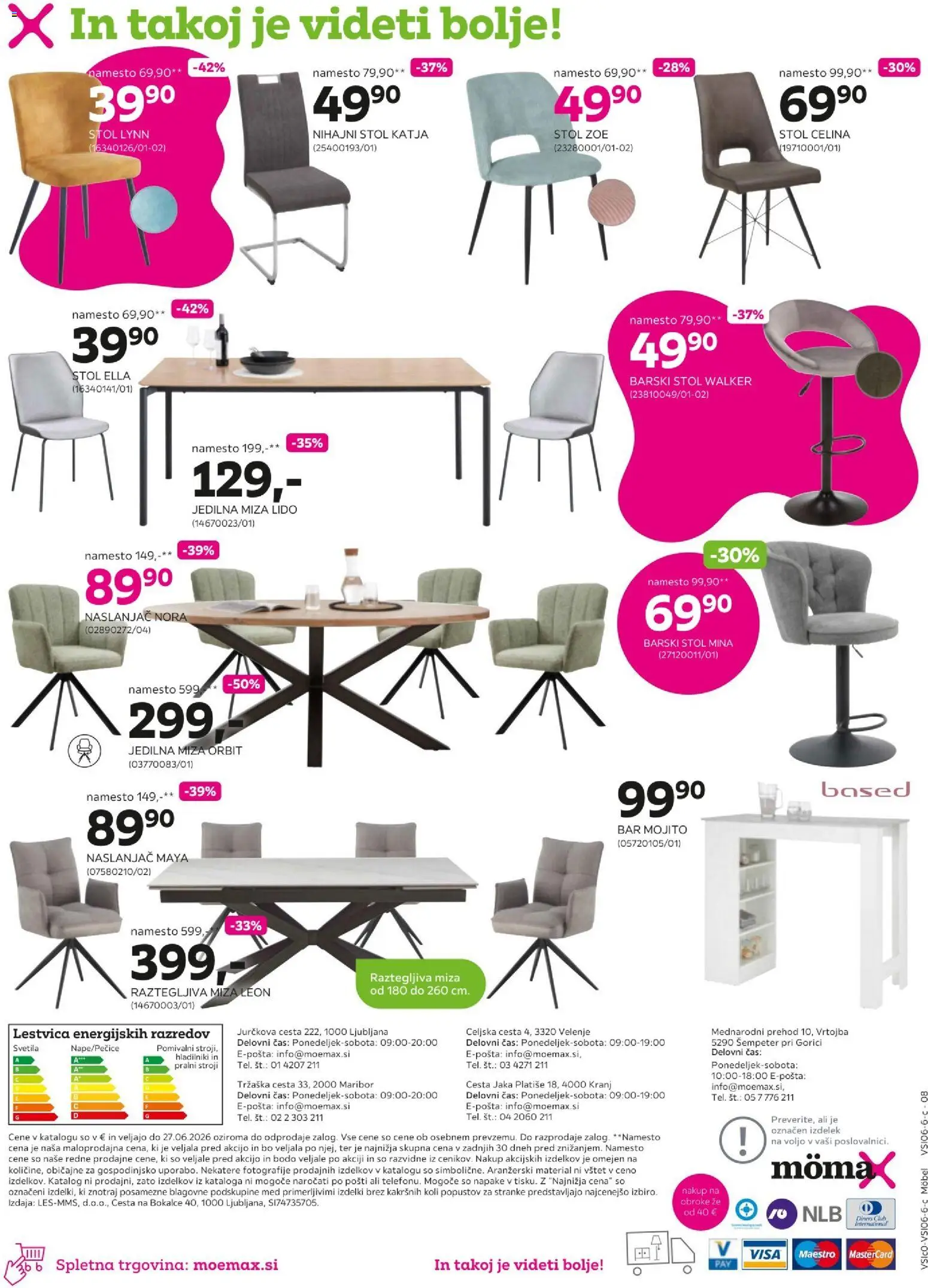 Novi Mömax katalog ponudbe – veljaven od 15.06.2026 | Stran: 8 | Izdelki: Naslanjač, Jedilna miza, Miza, Stol