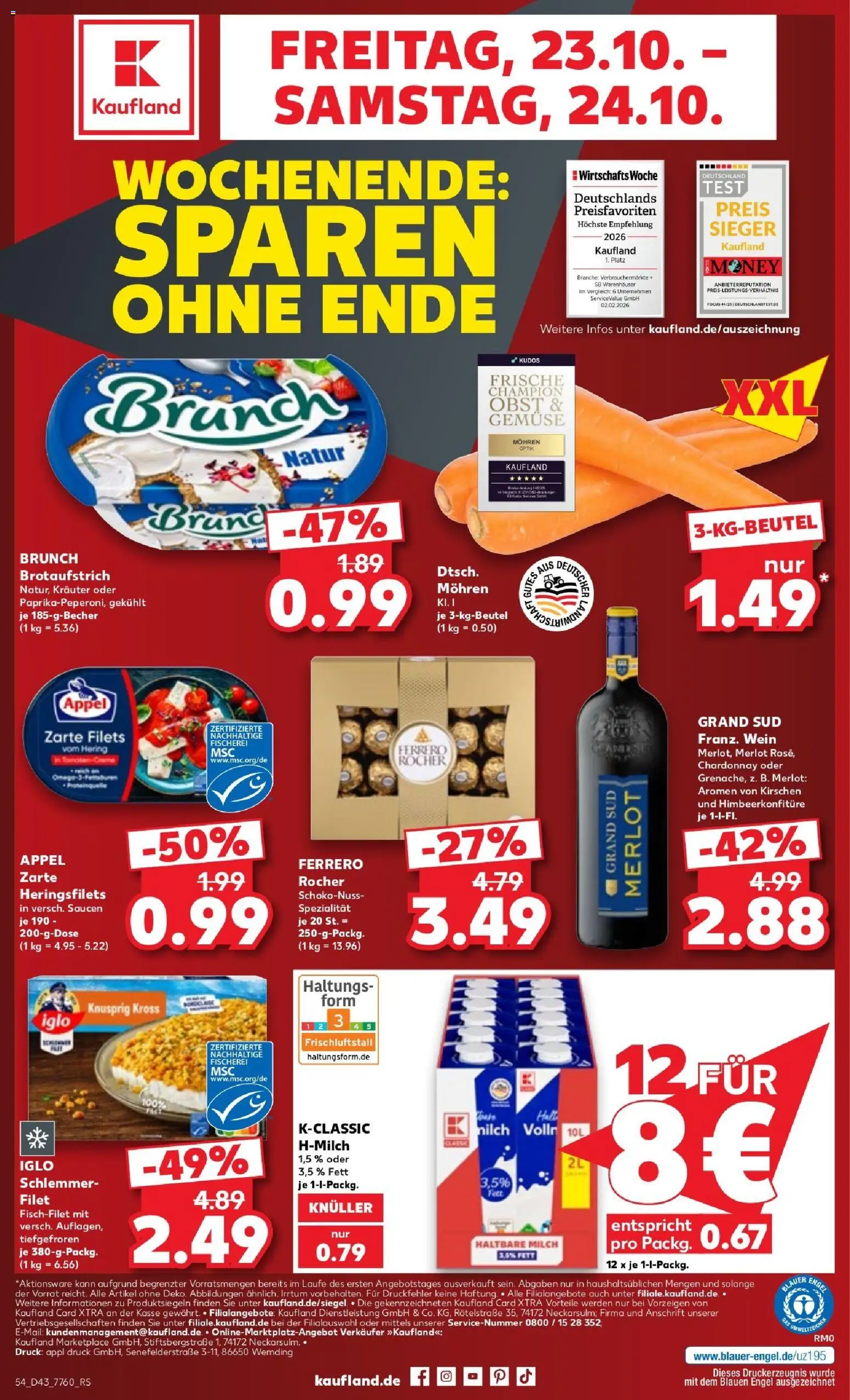 Kaufland Prospekt Speyer – gültig ab 19.10.2026 | Seite: 54 | Produkte: Ferrero rocher, Haltbare milch, Gemüse, Wein