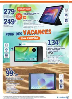 E.Leclerc - Prévisualisation de PACK TABLETTE REDMI PAD 2 + COVER + STYLET, PACK TABLETTE REDMI PAD 2 + COVER + STYLET. Référence : PACKRPAD 2 COVSTYL. Batterie : 9000 mAh ultra longue autonomie. Processeur avancé Helio G100-Ultra. Quatre haut-parleurs pour un son immersif. Garantie légale 2 ans. valide à partir de 16.06.2026 | Page: 5 | Produits: Tablette, Stylet, Batterie, Haut-parleurs