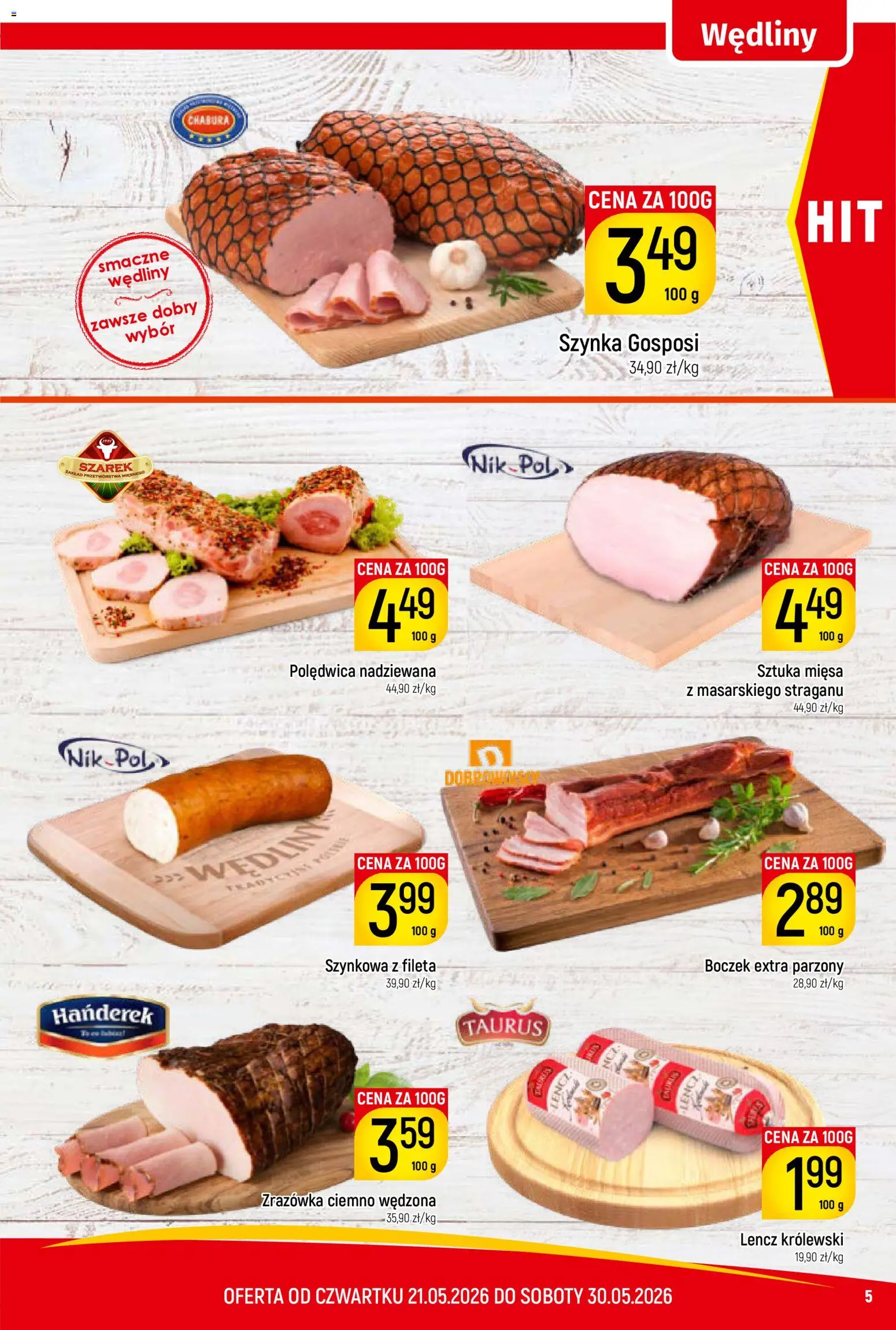 Piotruś Pan gazetka od 21.05.2026 | Strona: 5 | Produkty: Szynka, Boczek, Wędliny