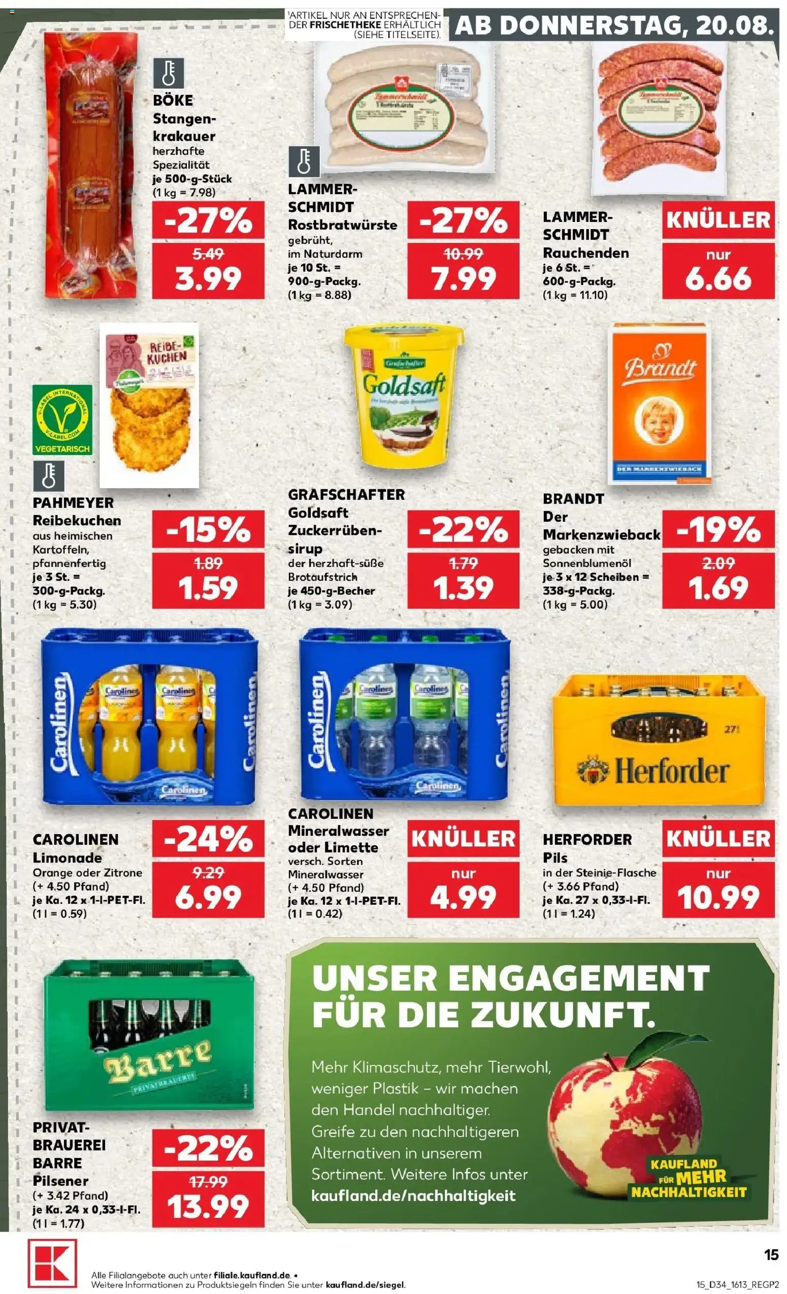 Prospekt Kaufland ab 20.08.2026 » Angebote Online zum Blättern | Seite: 15 | Produkte: Pils, Limonade, Sirup, Zitrone