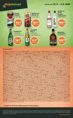 Náhled letáku Můj obchod leták - Brand od 22.05.2026 | Strana: 4 | Produkty: Excelent 11, Pilsner, Republica, Láhev