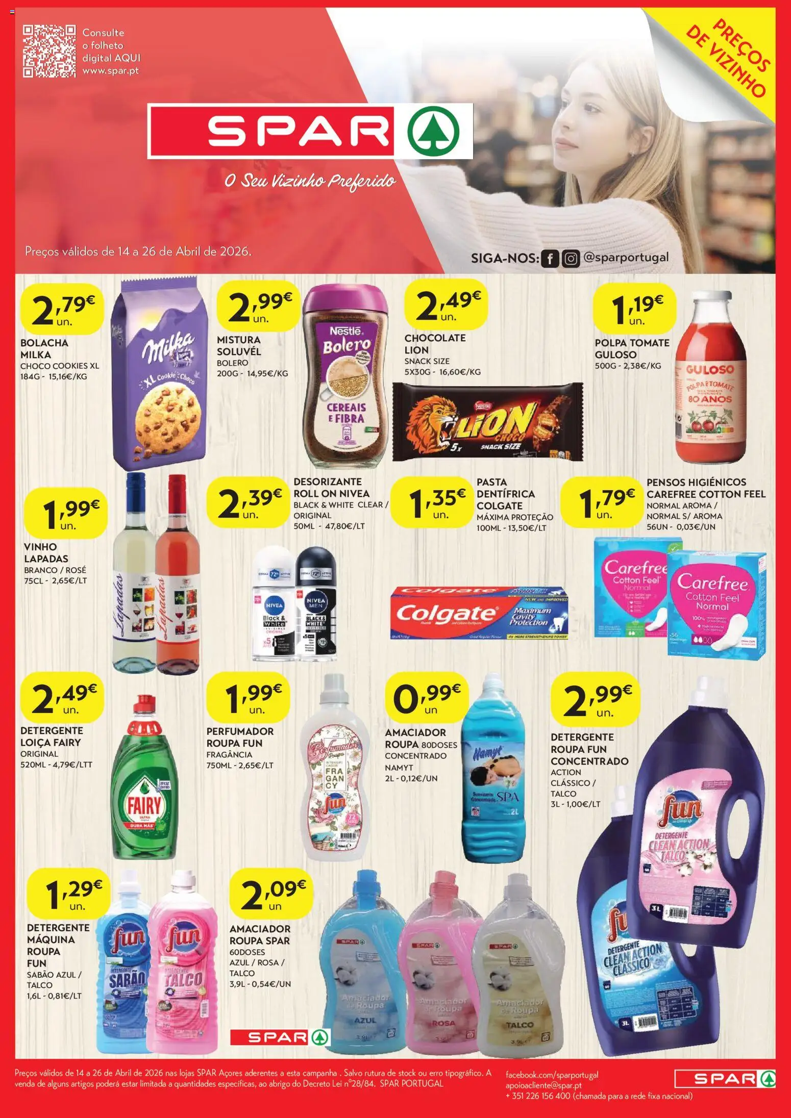 Spar - folheto │ válido de 14.04.2026 | Página: 2 | Produtos: Pensos higiénicos, Amaciador de roupa, Vinho, Tomate