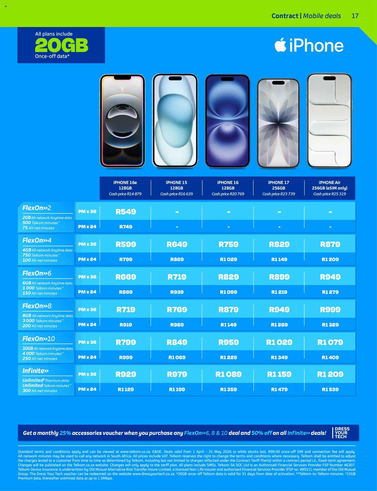 New Telkom catalogue – valid from 01.04.2026 | Page: 17 | Products: Dress, Data, Sim
