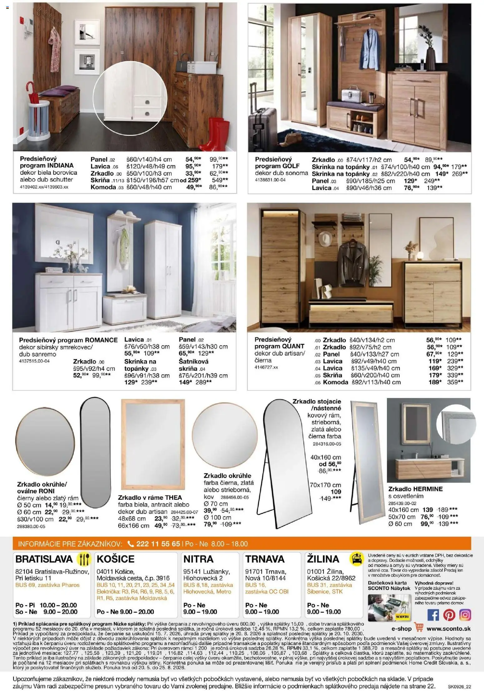 Nové Sconto nábytok akcie – leták je platný od 15.07.2026 | Strana: 22 | Produkty: Nábytok, Skriňa, Zrkadlo, Skrinka