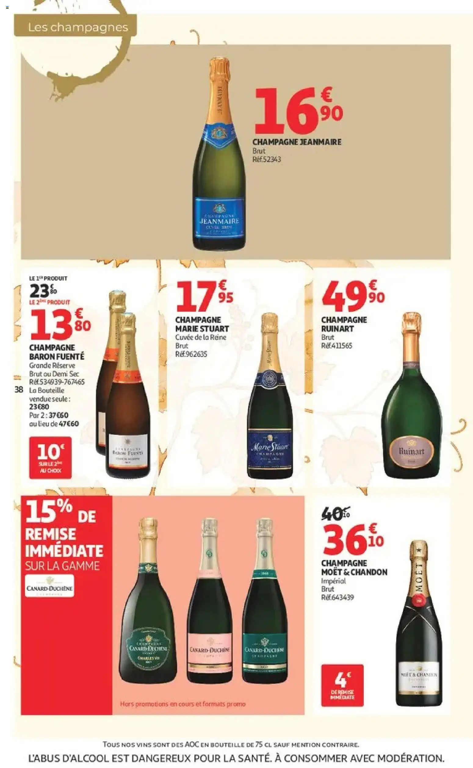 {H1} | Page: 38 | Produits: Canard, Champagne brut, Champagne, Baron Fuente