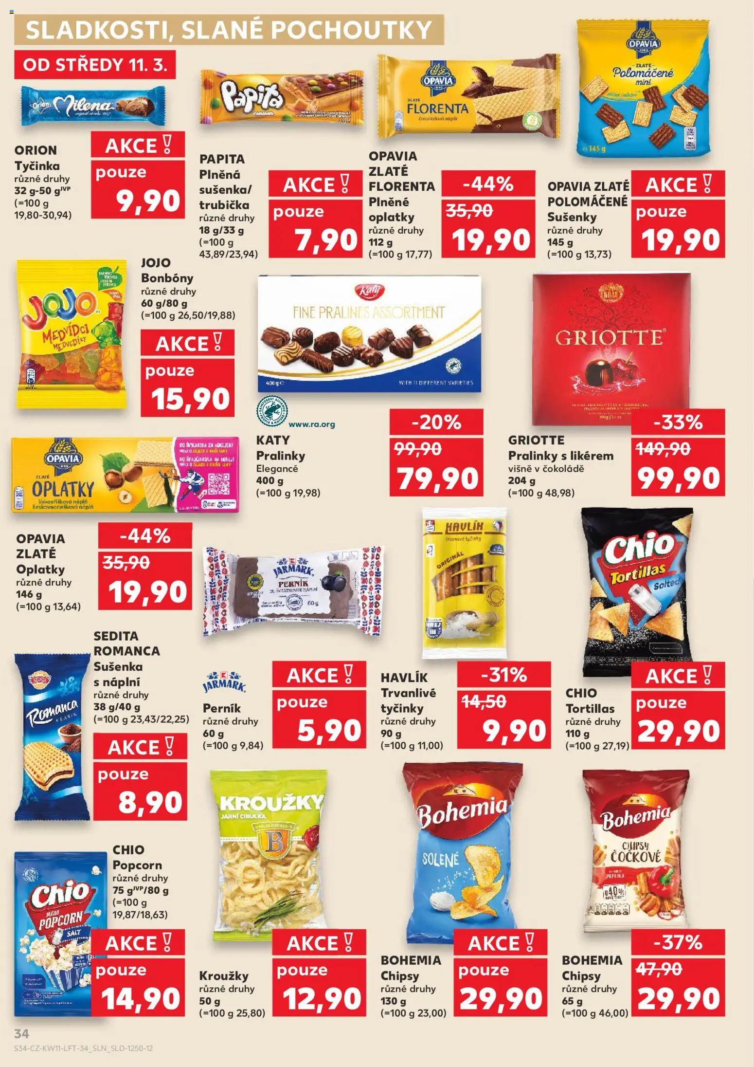 Kaufland leták od 11.03.2026 | Strana: 34 | Produkty: JOJO bonbóny, Perník, Tyčinky, Oplatky