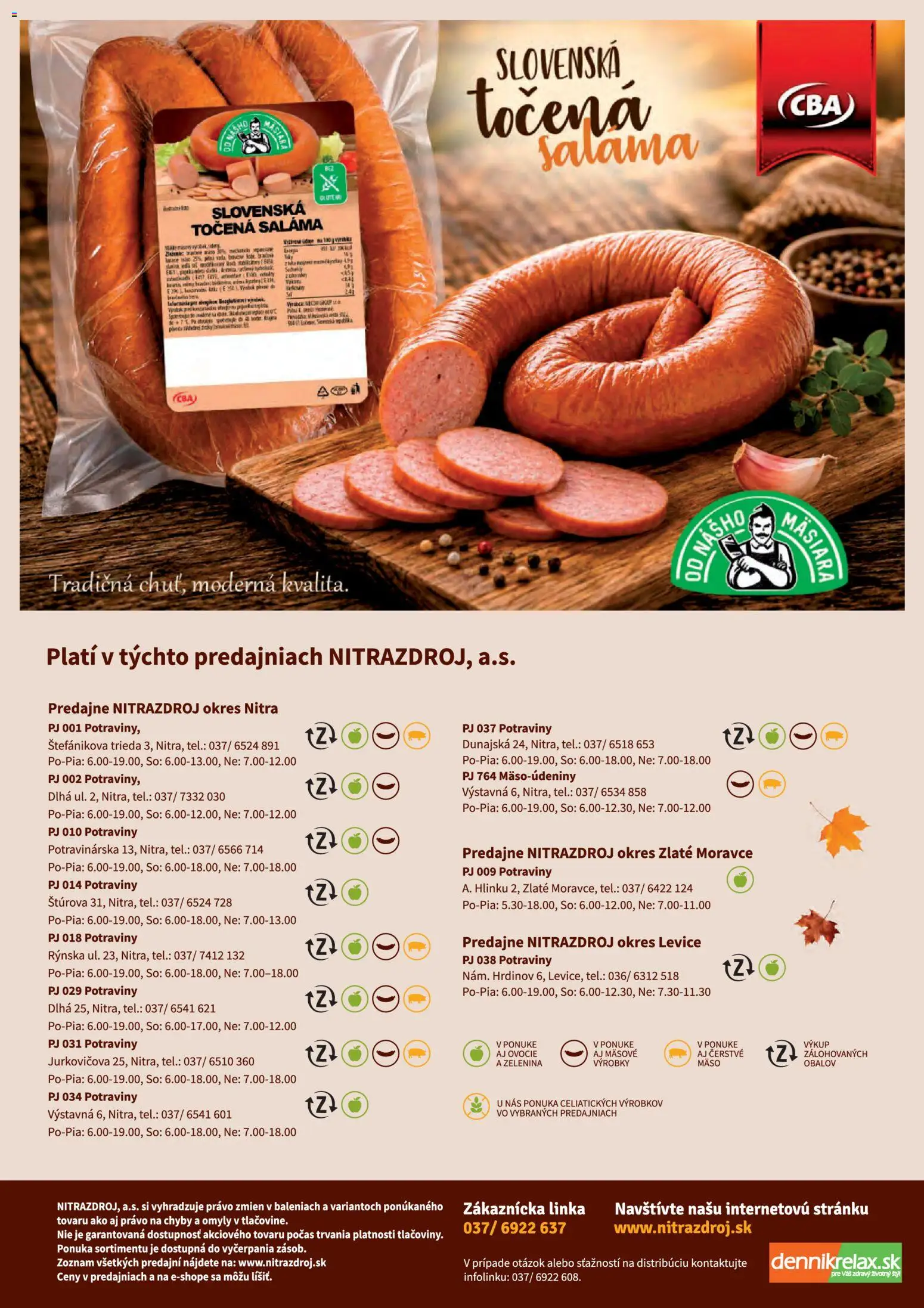 Nové Nitrazdroj akcie – leták je platný od 01.10.2026 | Strana: 28 | Produkty: Saláma, Mäso, Zelenina, Ovocie
