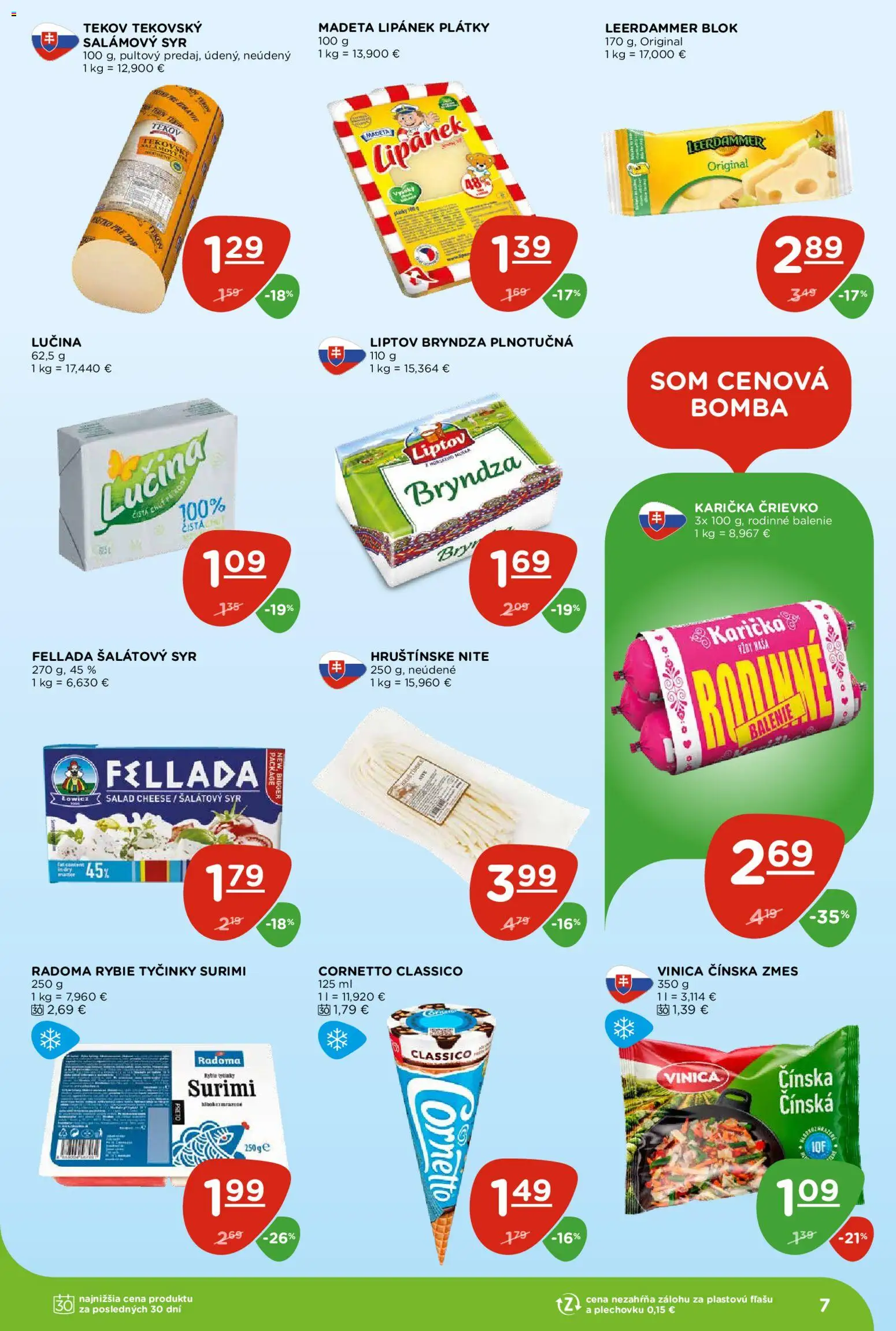 Nové Terno akcie – leták je platný od 09.07.2026 | Strana: 7 | Produkty: Syr, Bryndza