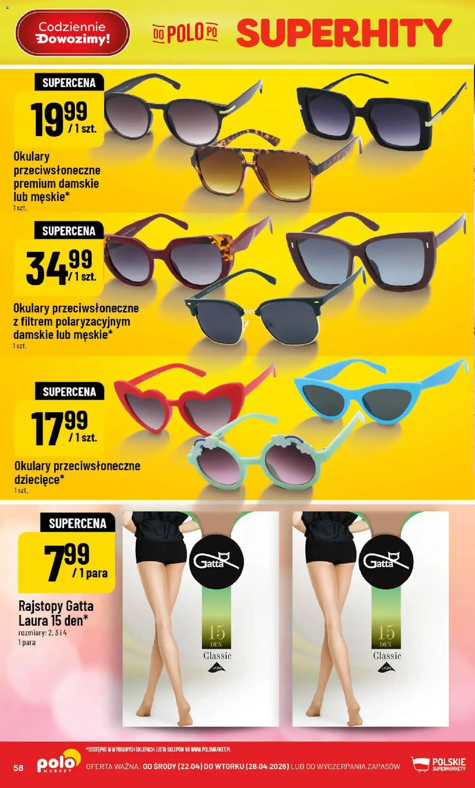 POLOmarket gazetka od 22.04.2026 | Strona: 58 | Produkty: Okulary, Rajstopy, Gatta, Okulary przeciwsłoneczne