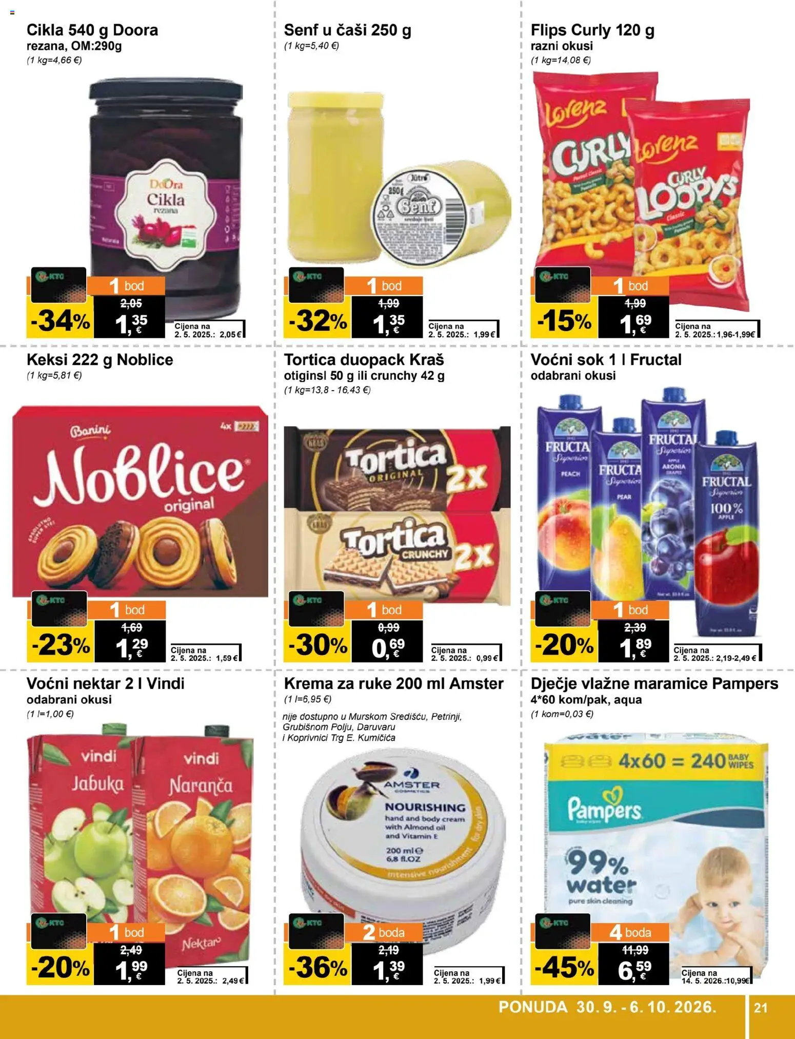 KTC katalog | vrijedi od 30.09.2026 | Stranica: 21 | Proizvodi: Sok, Senf, Pampers, Jabuka