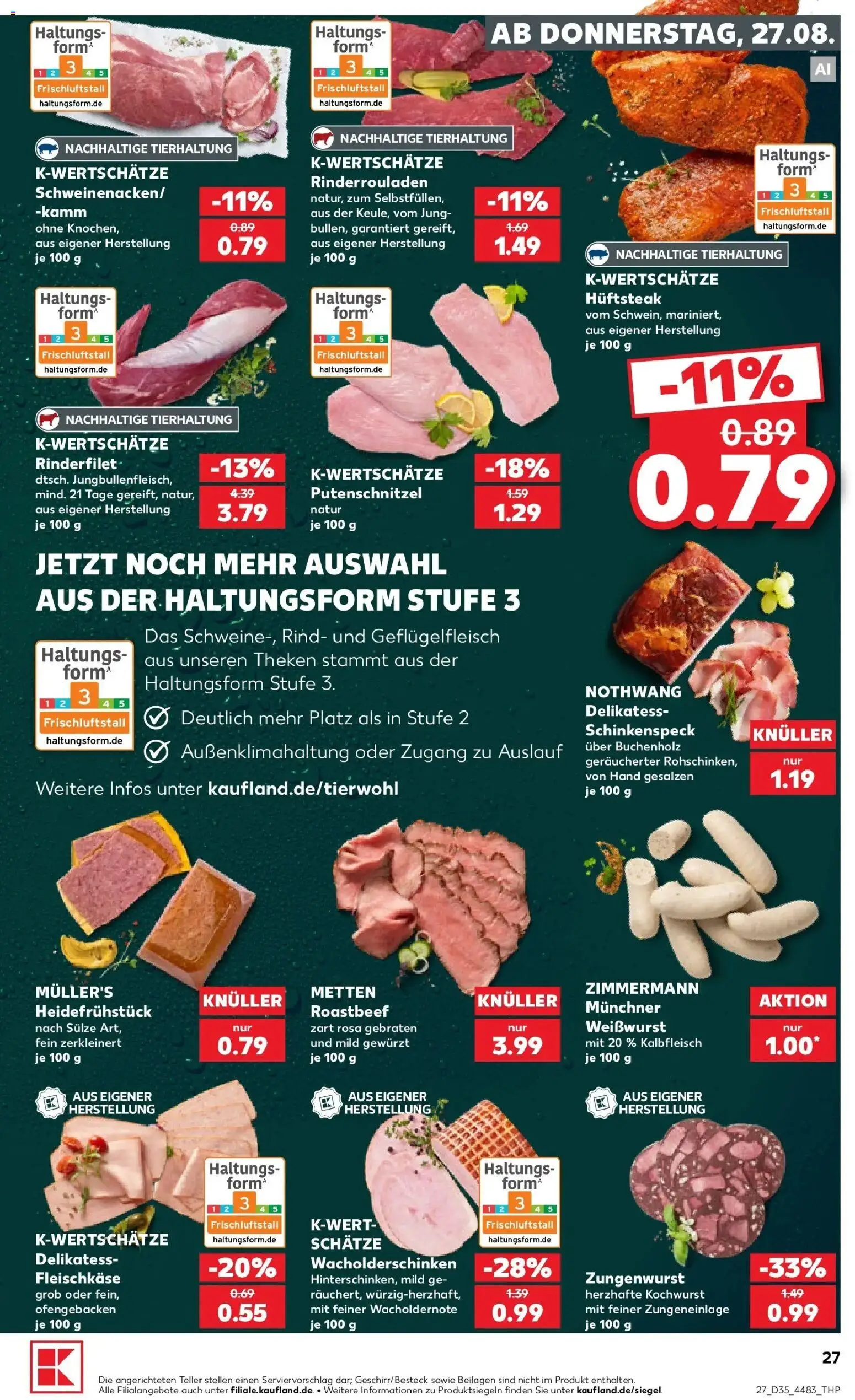 Prospekt Kaufland ab 27.08.2026 » Angebote Online zum Blättern | Seite: 27 | Produkte: Beilagen, Rinderrouladen, Roastbeef, Putenschnitzel