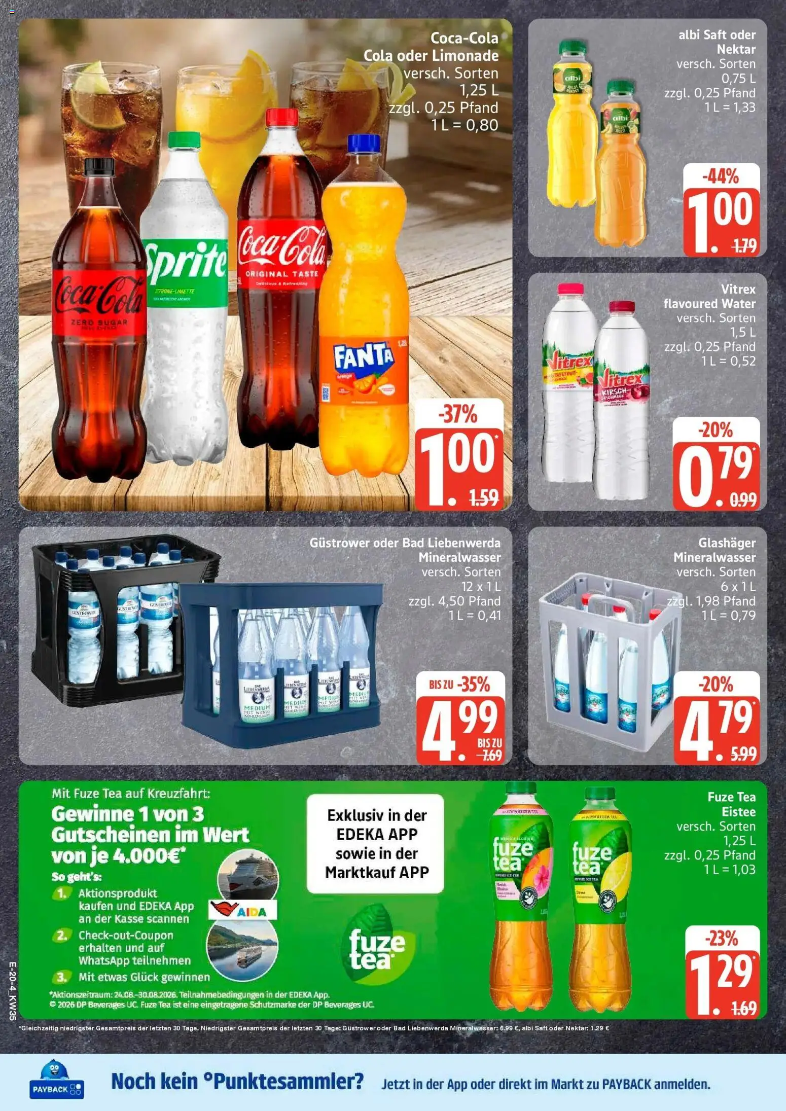 Edeka Prospekt Dobbertin (ab 24.08.2026) » Angebote Online | Seite: 22 | Produkte: Fuze tea, Limonade, Mineralwasser, Grat