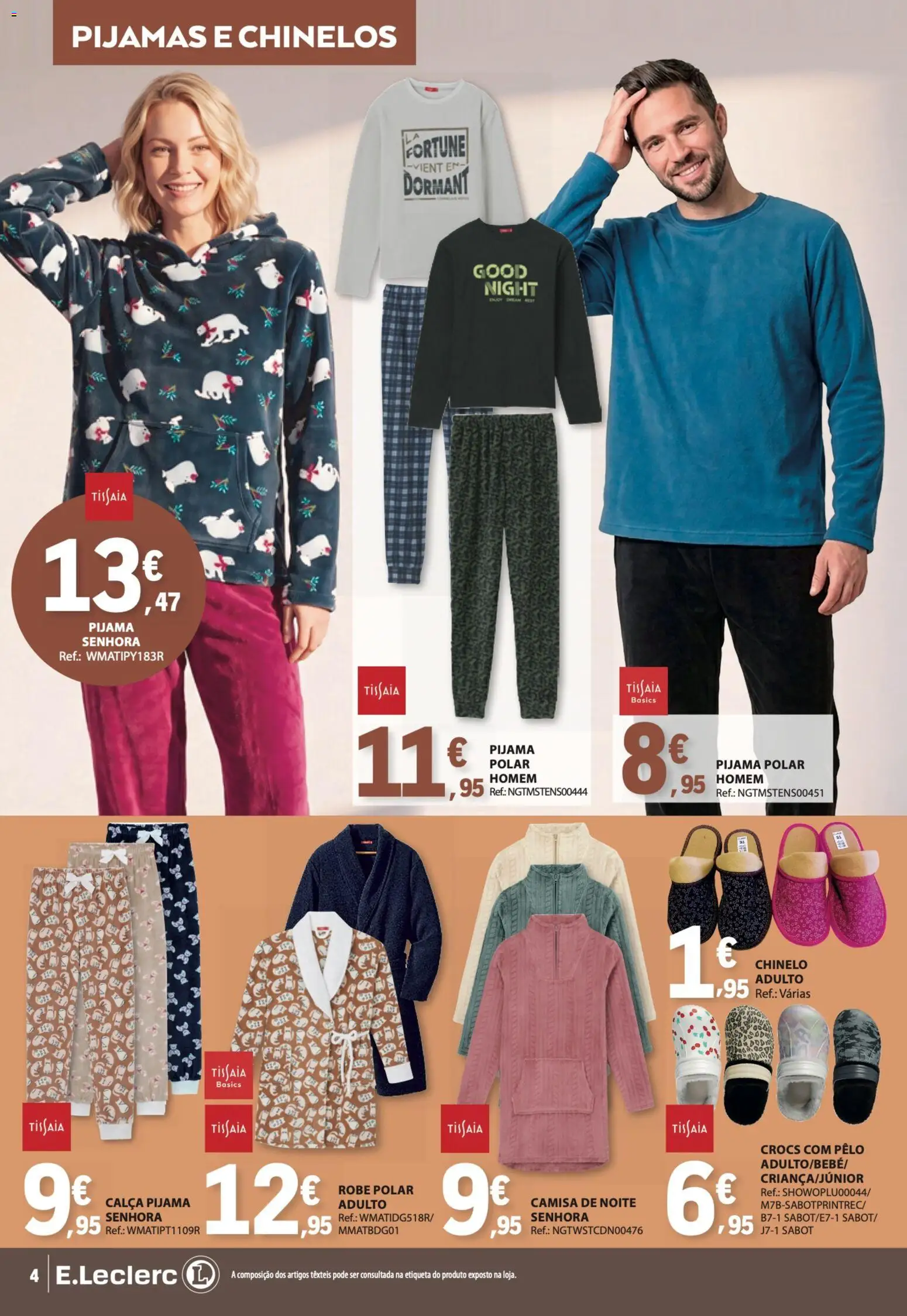 E.Leclerc folheto Especial Aquecimento │ válido de 13/10/2026 | Página: 4 | Produtos: Pijama polar homem, Pijama, Camisa, Calça