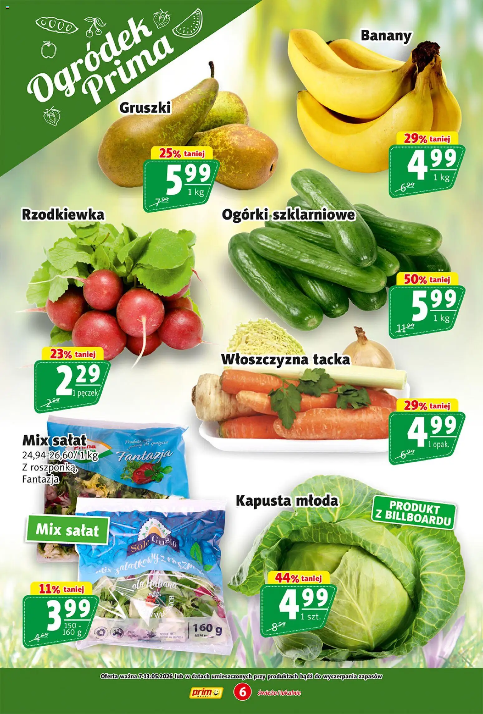 Prim Market gazetka od 07.05.2026 | Strona: 6 | Produkty: Kapusta, Mix sałat, Banany, Ogórki