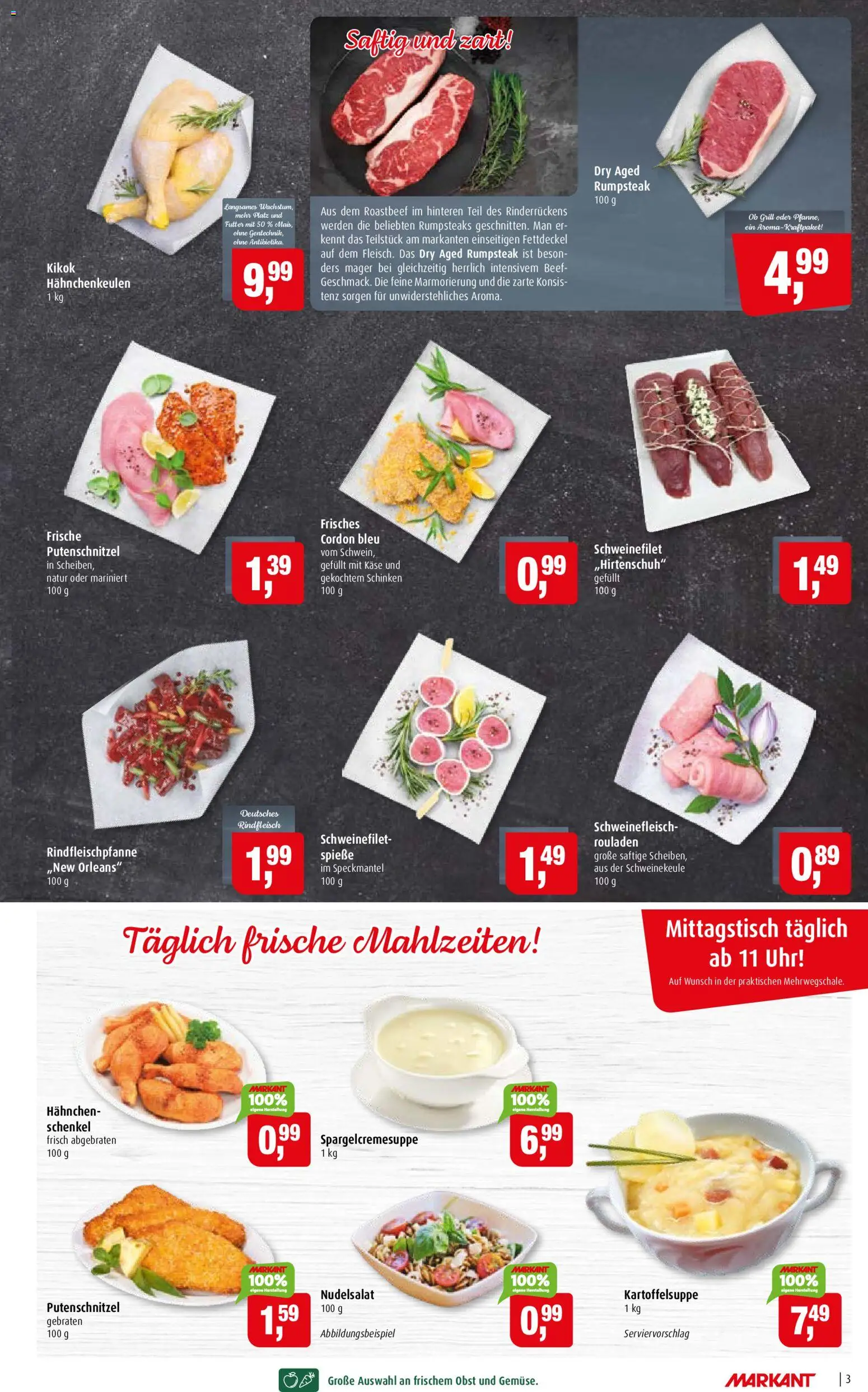 Markant Prospekt – gültig ab 31.08.2026 | Seite: 3 | Produkte: Rumpsteak, Roastbeef, Schweinefilet, Schinken