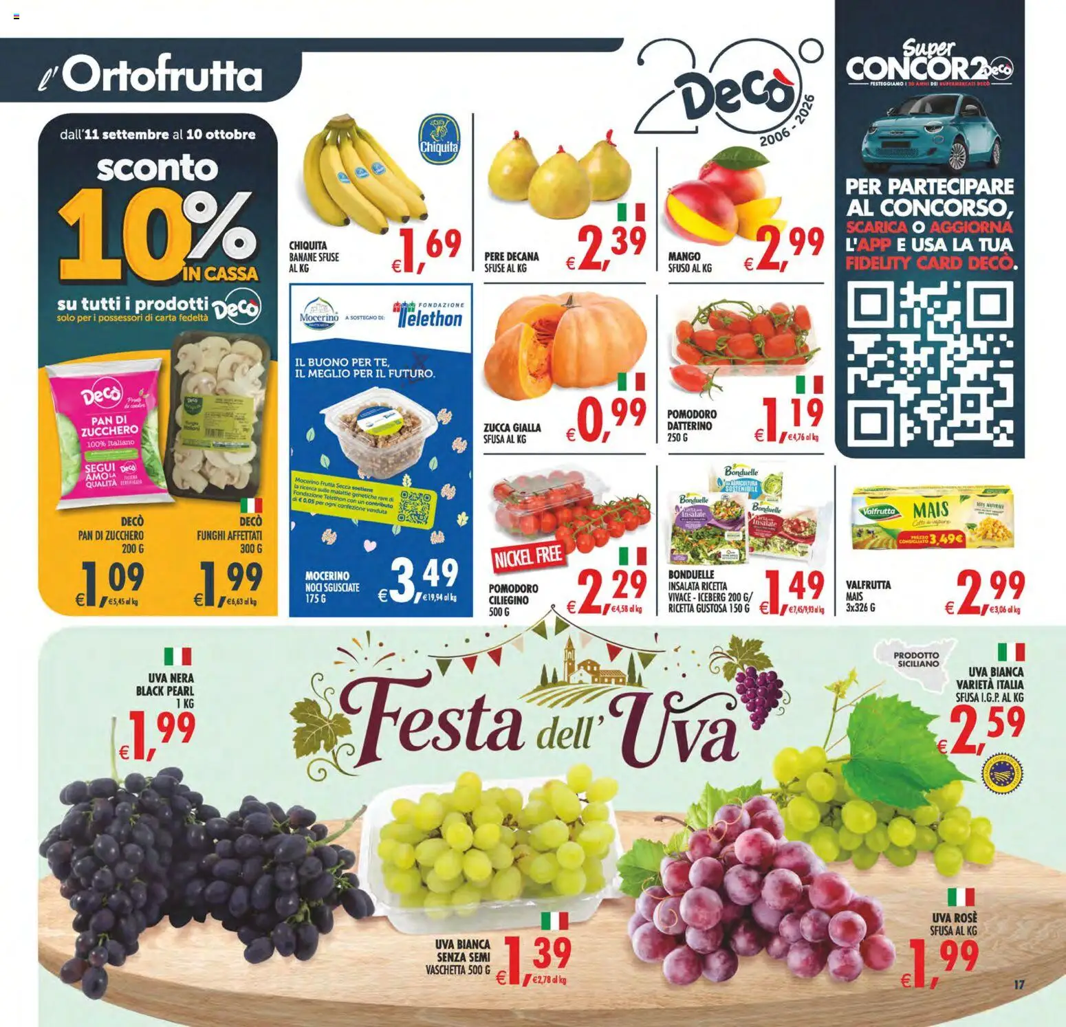 Volantino Decò del 22/09/2026 | Pagina: 17 | Prodotti: Insalata, Zucchero, Mango, Uva
