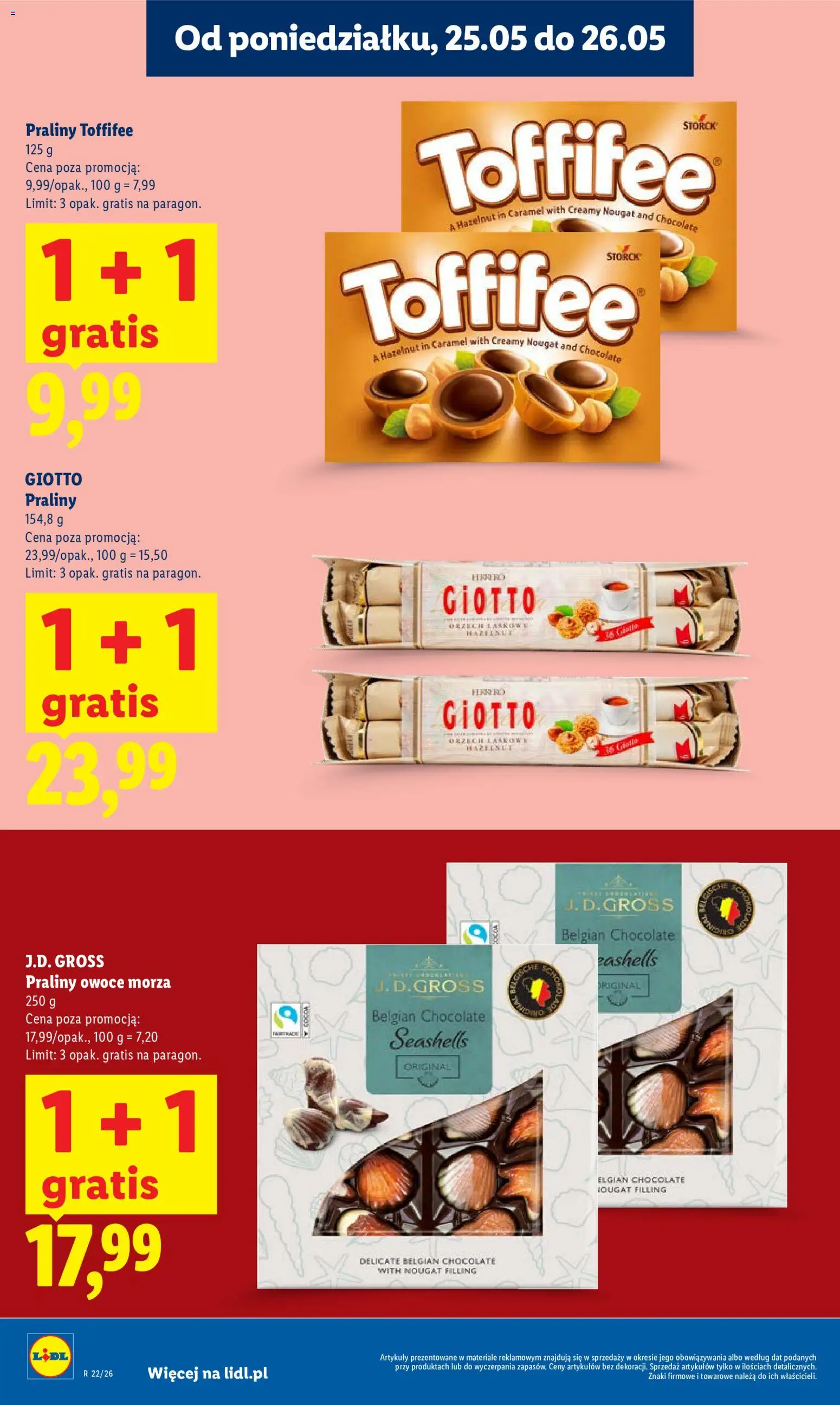 Lidl gazetka od 25.05.2026 | Strona: 10 | Produkty: Praliny, Toffifee, Owoce, Owoce morza
