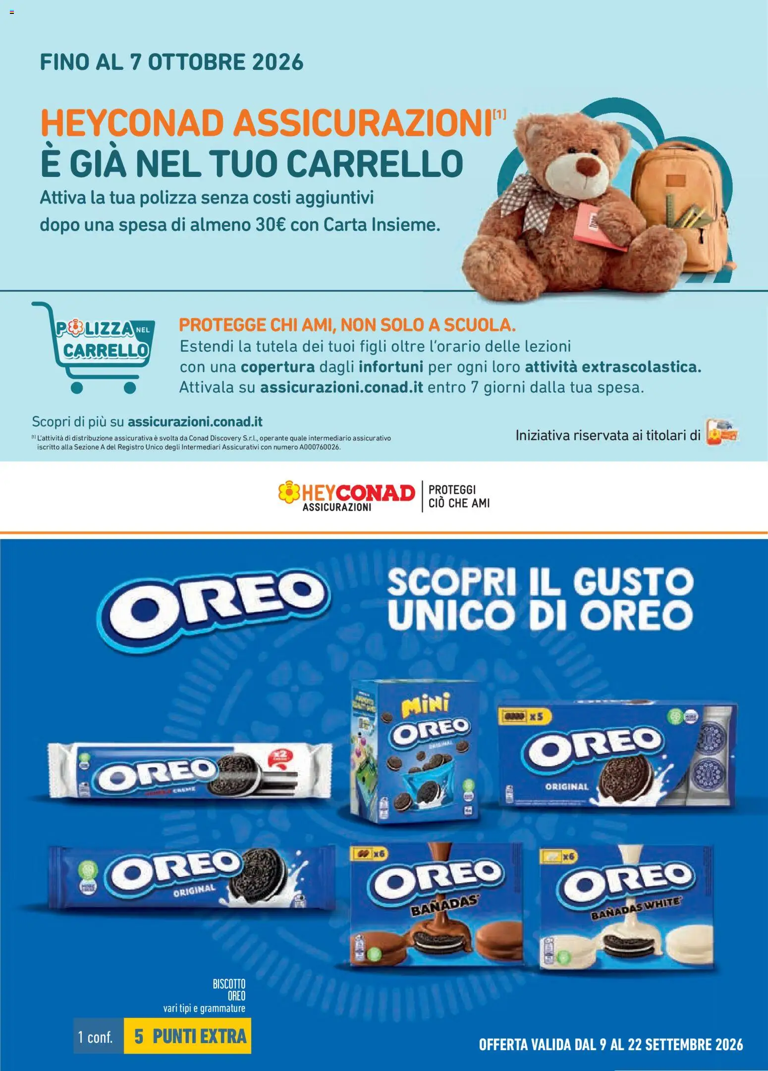 Volantino Conad del 09/09/2026 | Pagina: 3 | Prodotti: Biscotti, Carrello, Oreo