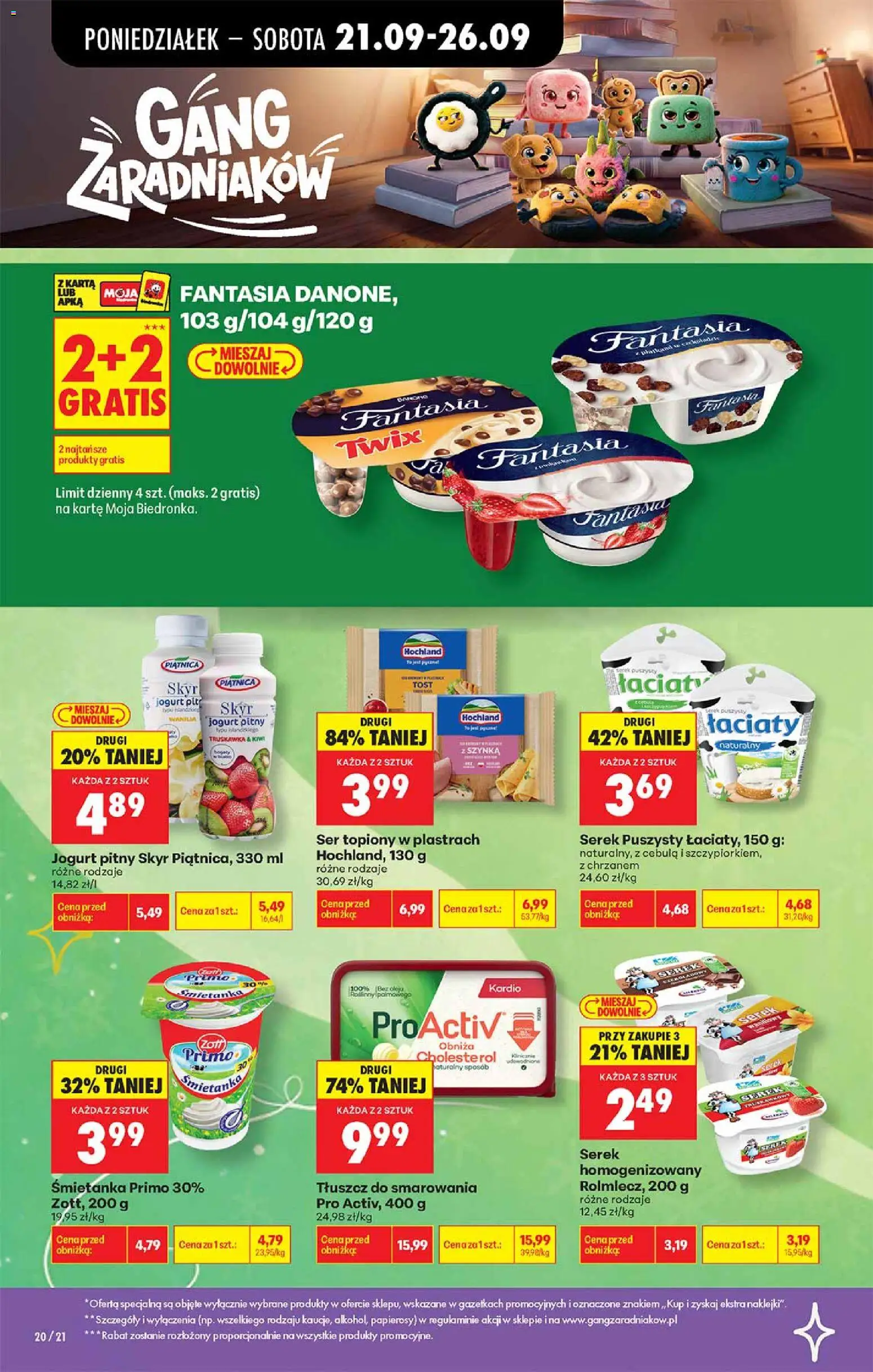 Biedronka gazetka - Gang zaradniaków od 21.09.2026 | Strona: 2 | Produkty: Serek homogenizowany, Jogurt pitny, Piątnica, Ser