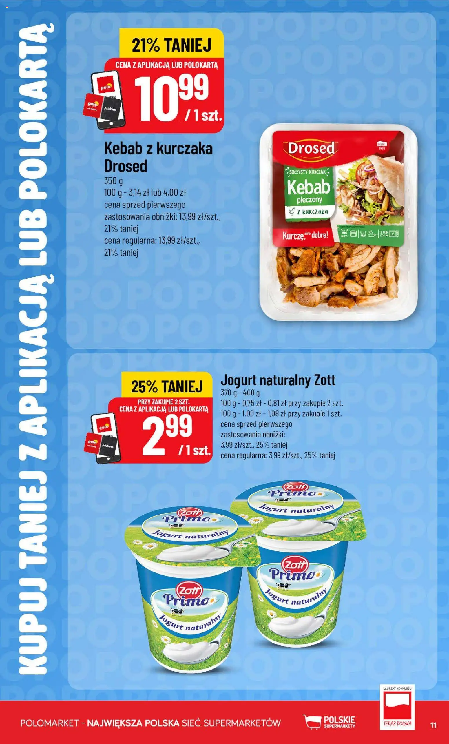Nowa POLOmarket gazetka od jutra 14.10.2026 | Strona: 11 | Produkty: Kebab, Jogurt naturalny, Jogurt