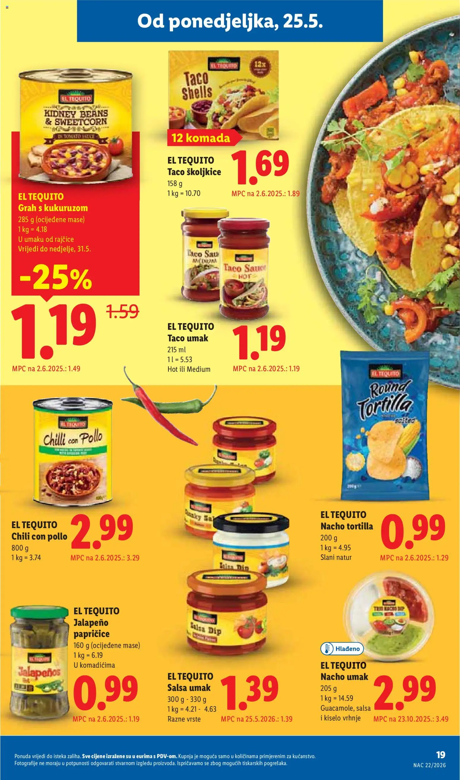 Lidl katalog | vrijedi od 25.05.2026 | Stranica: 19 | Proizvodi: Grah, Rajčice, Kiselo vrhnje, Umak