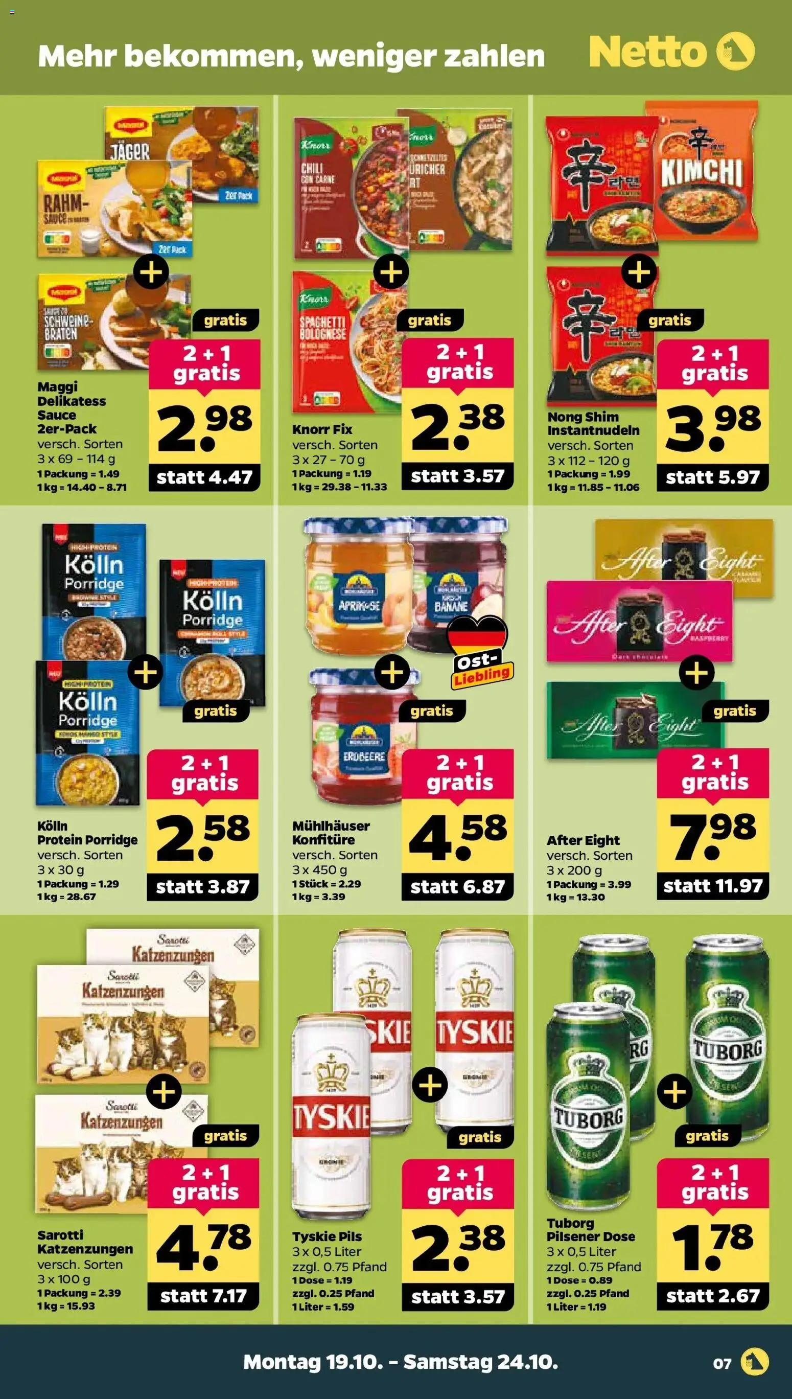 Netto Aktueller Prospekt ab 19.10.2026 → Angebote nächste Woche | Seite: 9 | Produkte: Knorr fix, Tyskie, Maggi, Pils
