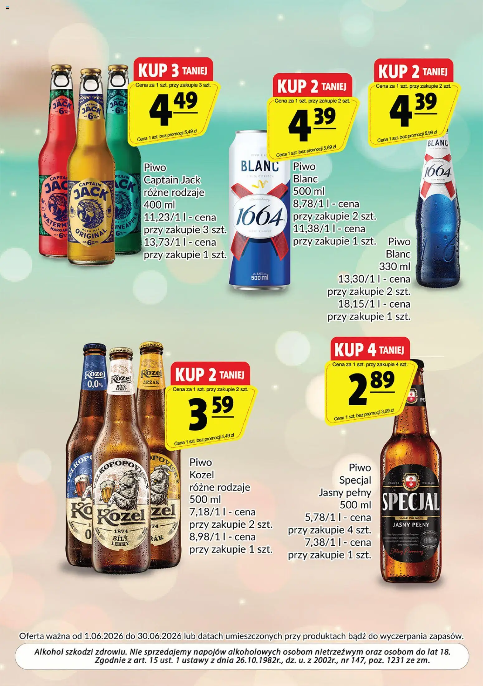 Prim Market gazetka - Oferta alkoholowa od 01.06.2026 | Strona: 9 | Produkty: Leżak, Piwo, Piwo kozel, Alkohol