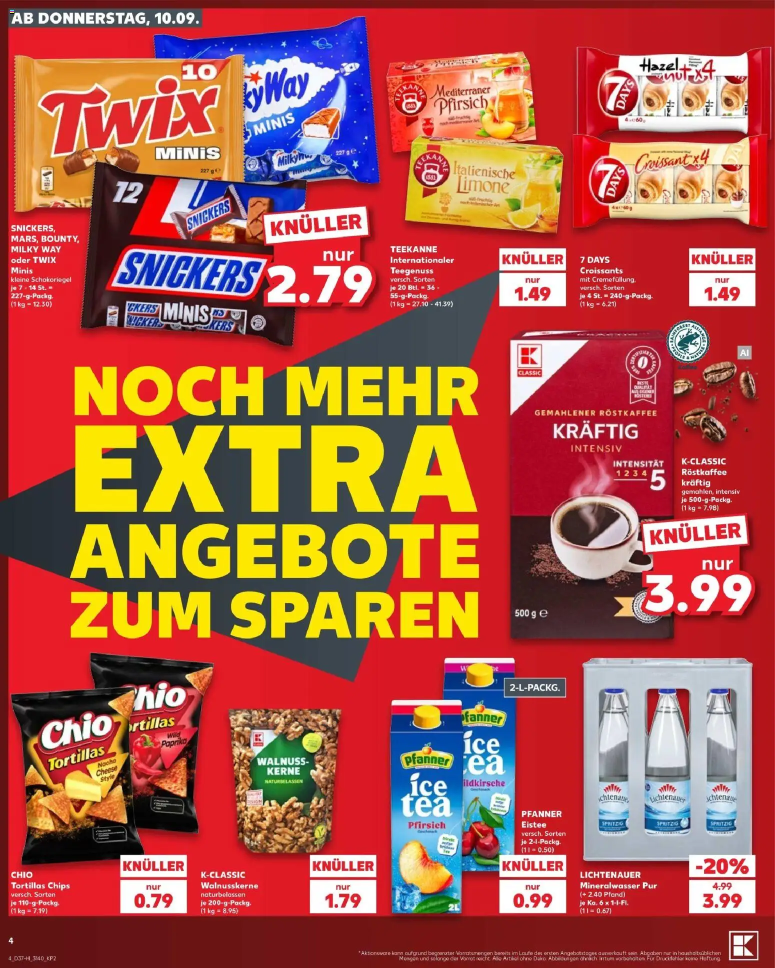 Kaufland Prospekt Leipzig – gültig ab 10.09.2026 | Seite: 4 | Produkte: Twix, Croissant, Pfirsich, Chips
