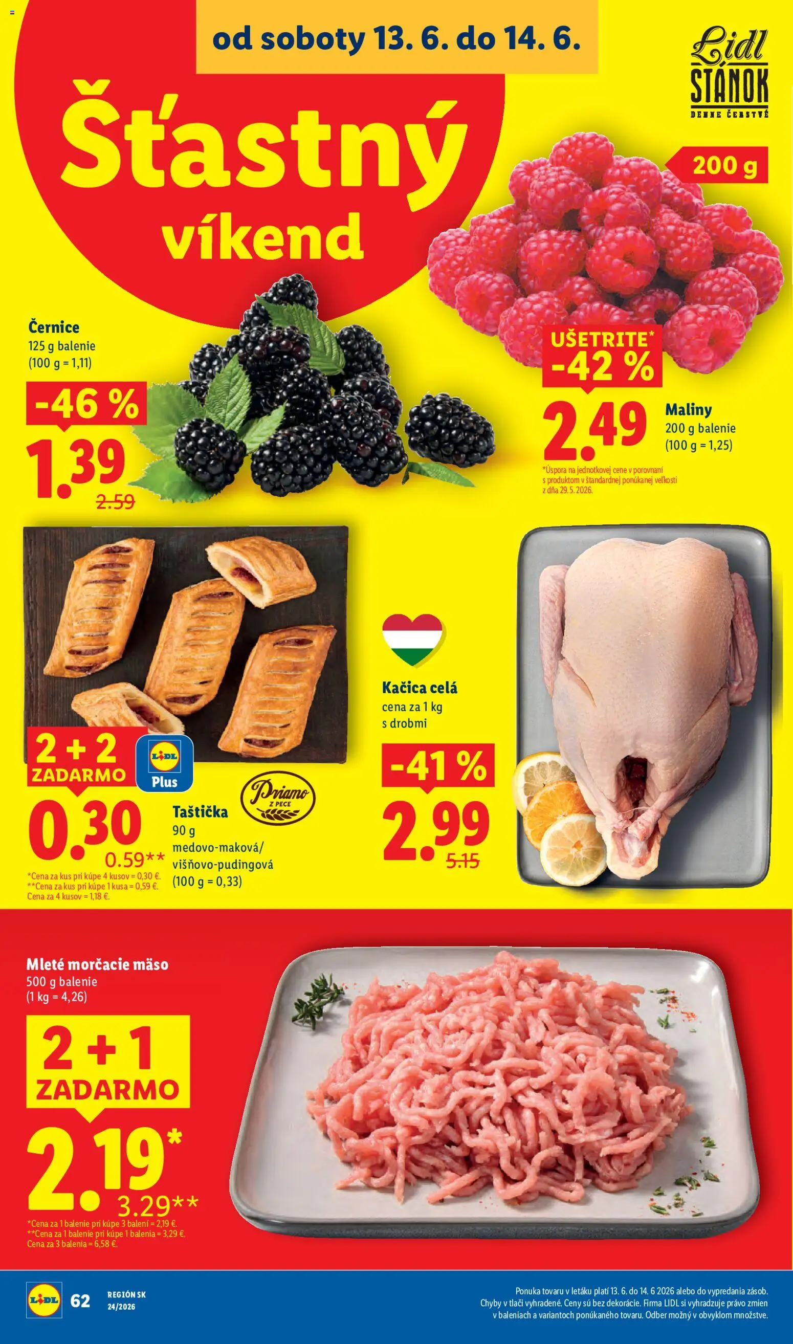 Nové Lidl akcie – leták je platný od 08.06.2026 | Strana: 94 | Produkty: Kačica, Maliny