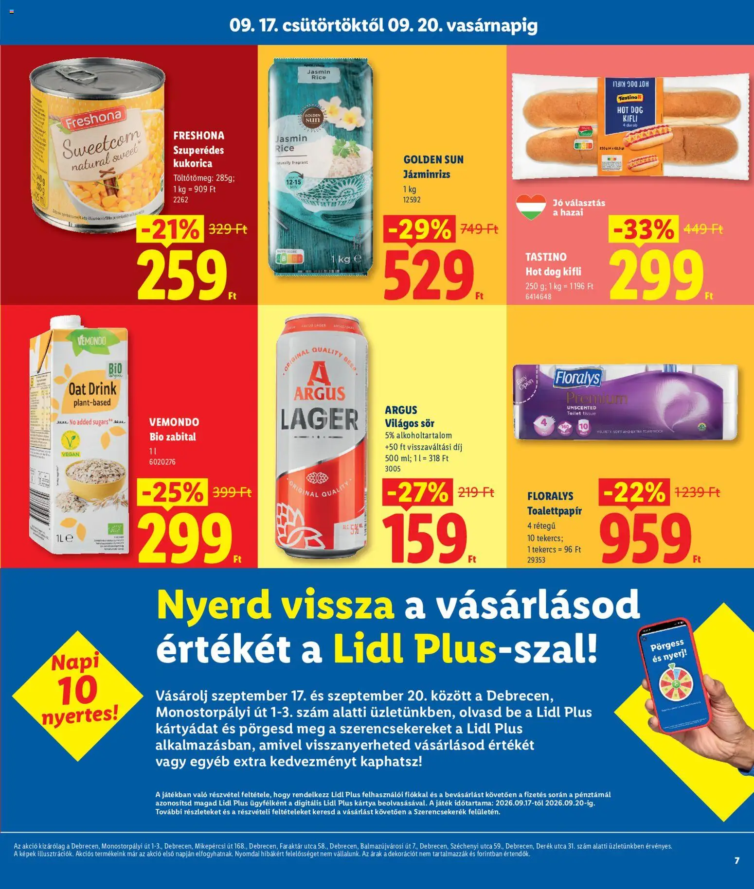 Lidl akciós ujság - amely érvényes a következő dátumtól: 2026.09.17. | Oldal: 7 | Termékek: Golden Sun, Hot dog, Játék, Sör