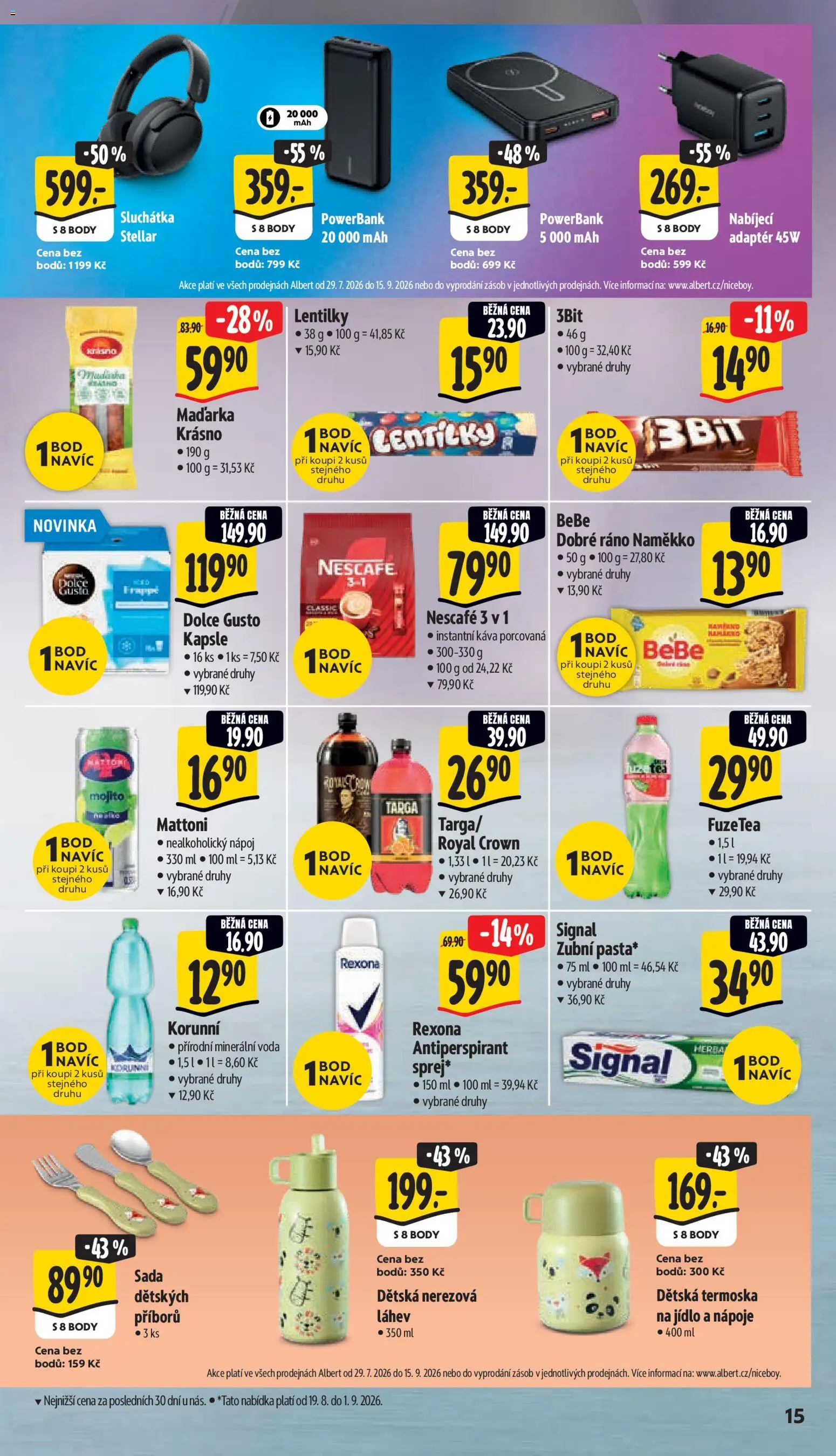 Albert leták - Hypermarket - Strakonice od 19.08.2026 | Strana: 25 | Produkty: Voda, Káva, Body, Bebe