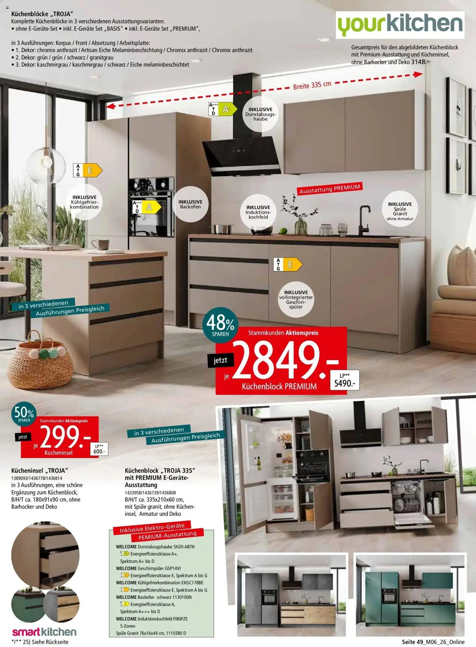 Zurbrüggen - Zurbrüggen: Unschlagbar günstig – gültig ab 01.05.2026 | Seite: 49 | Produkte: Küchenblock, Barhocker, Armatur, Kühlgefrierkombination
