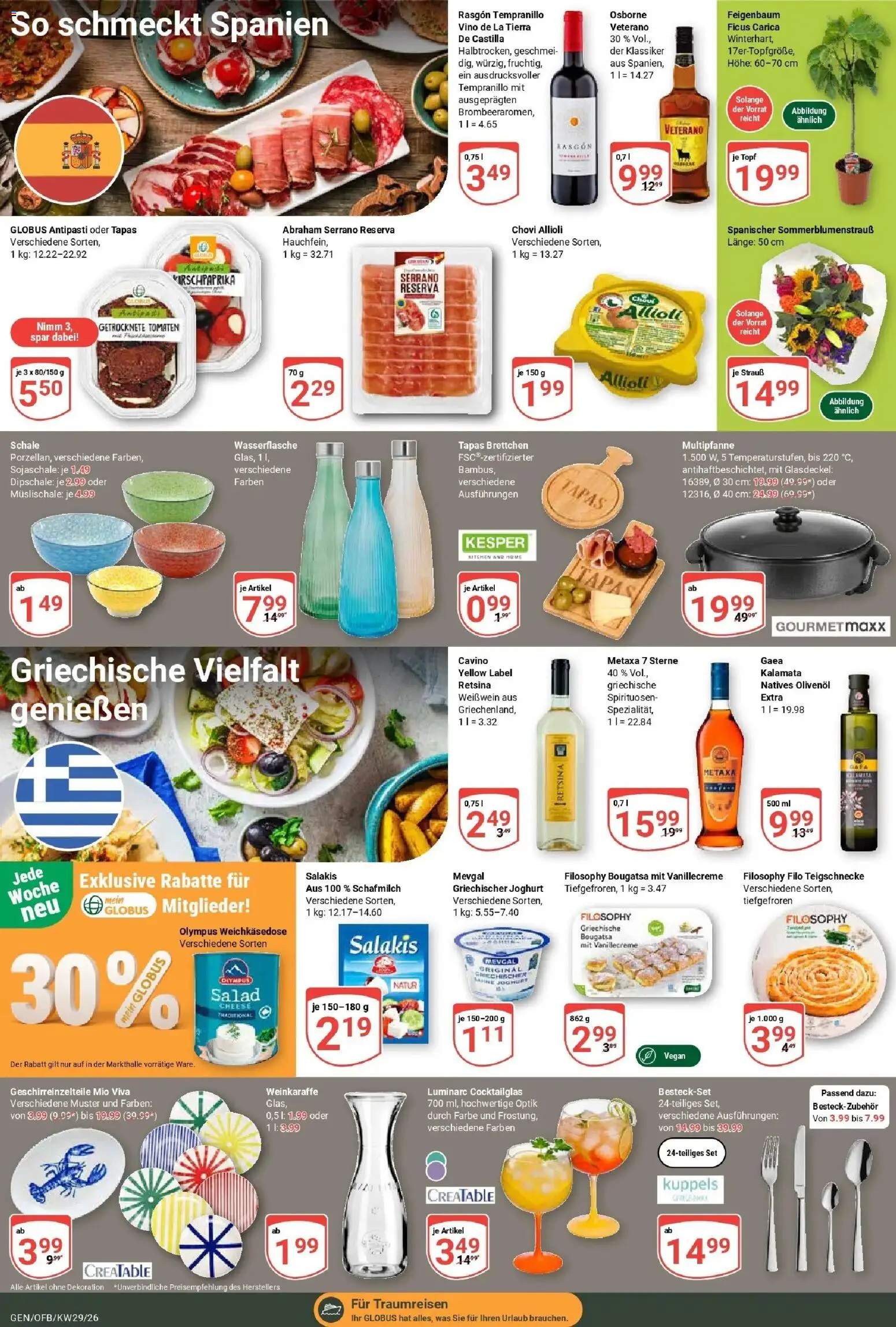Globus Prospekt Gensingen – gültig ab 13.07.2026 | Seite: 22 | Produkte: Osborne, Olivenol, Tomaten, Metaxa