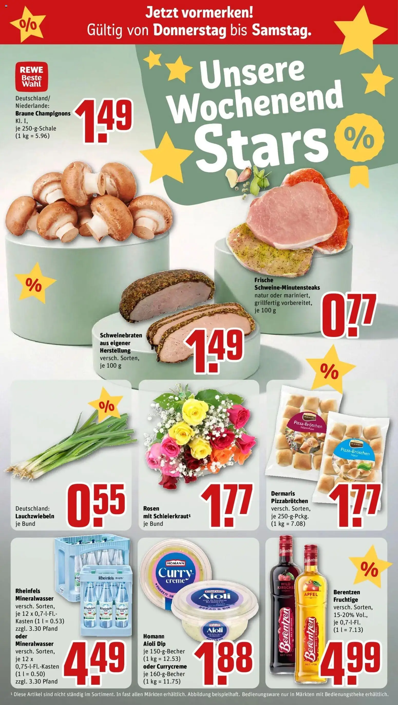 Rewe Prospekt Herne – gültig ab 08.06.2026 | Seite: 27 | Produkte: Äpfel, Creme, Champignons, Berentzen