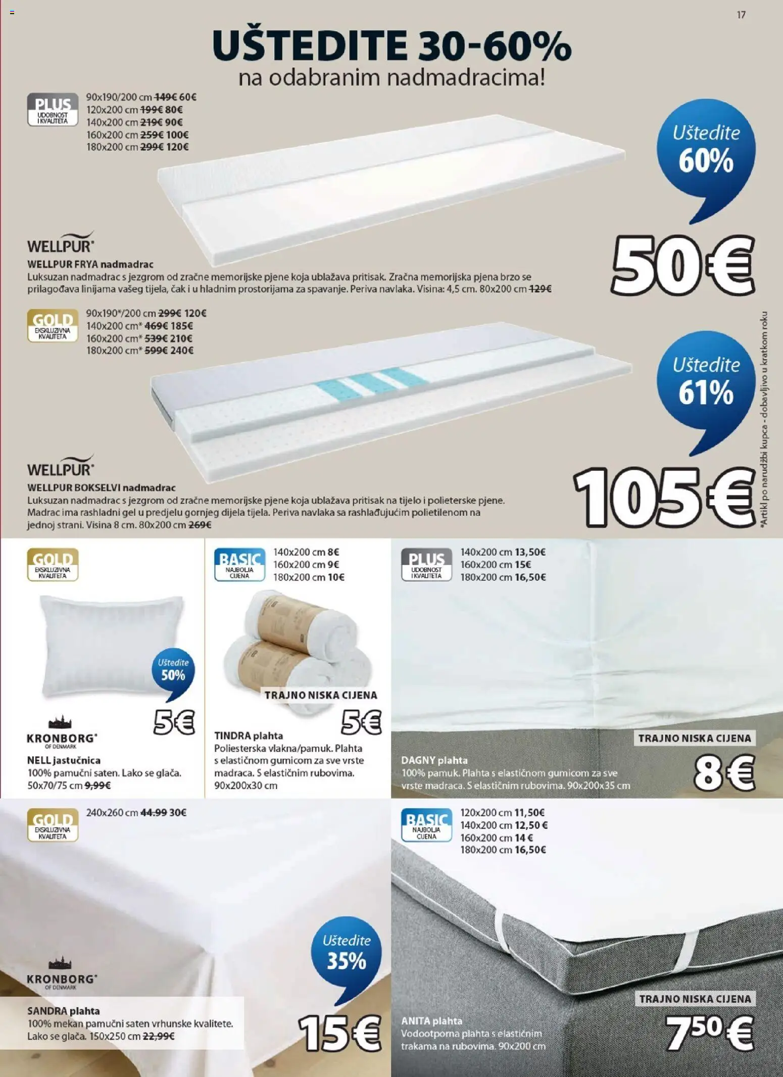 JYSK katalog | vrijedi od 03.06.2026 | Stranica: 17 | Proizvodi: Madrac, Jastučnica, Plahta, Nadmadrac