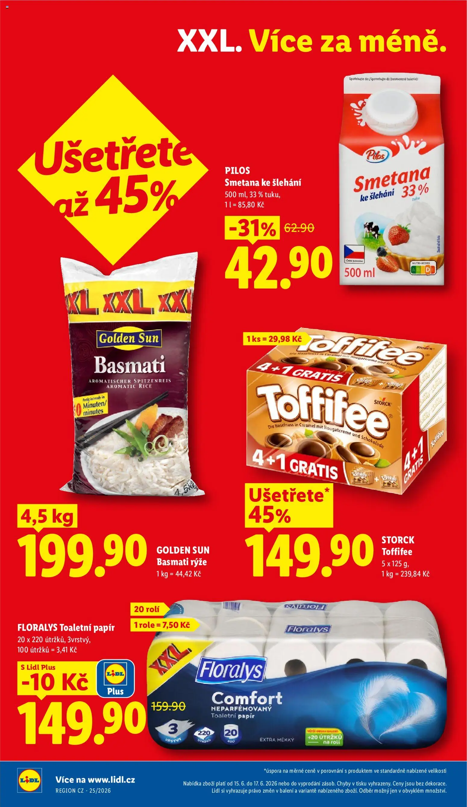 Lidl leták od 18.06.2026 | Strana: 2 | Produkty: Toaletní papír, Basmati, Smetana ke šlehání, Pila