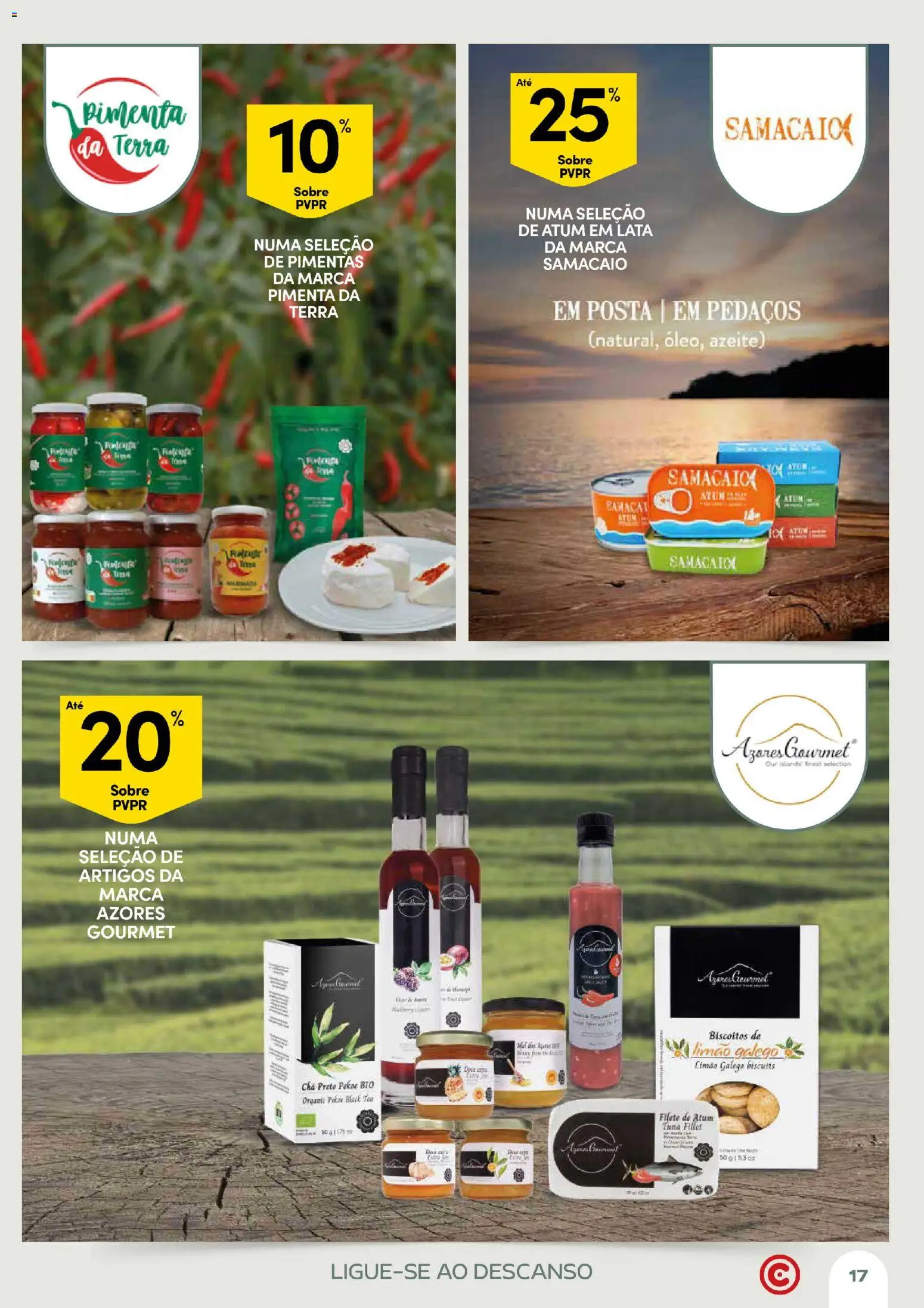 Continente Açores Momentos de pausa │ válido de 21.04.2026 | Página: 17 | Produtos: Atum, Azeite, Pimenta, Chá